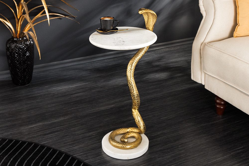 riess-ambiente Beistelltisch WILDLIFE COBRA 65cm gold / weiß · Wohnzimmerti günstig online kaufen