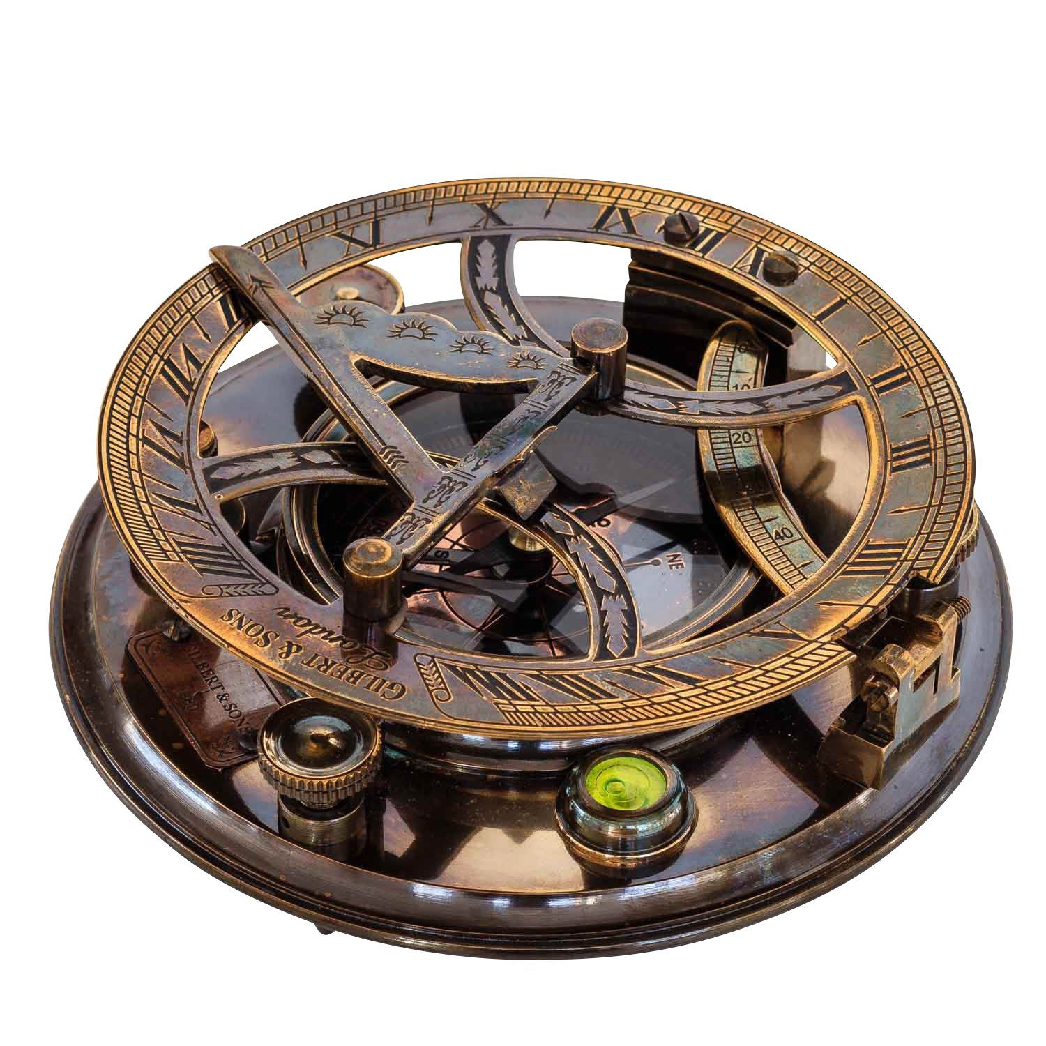 Messing Kompass Kompass 13 Sonnenuhr Maritim Glas Aubaho Dekoration Antik-Stil Replik