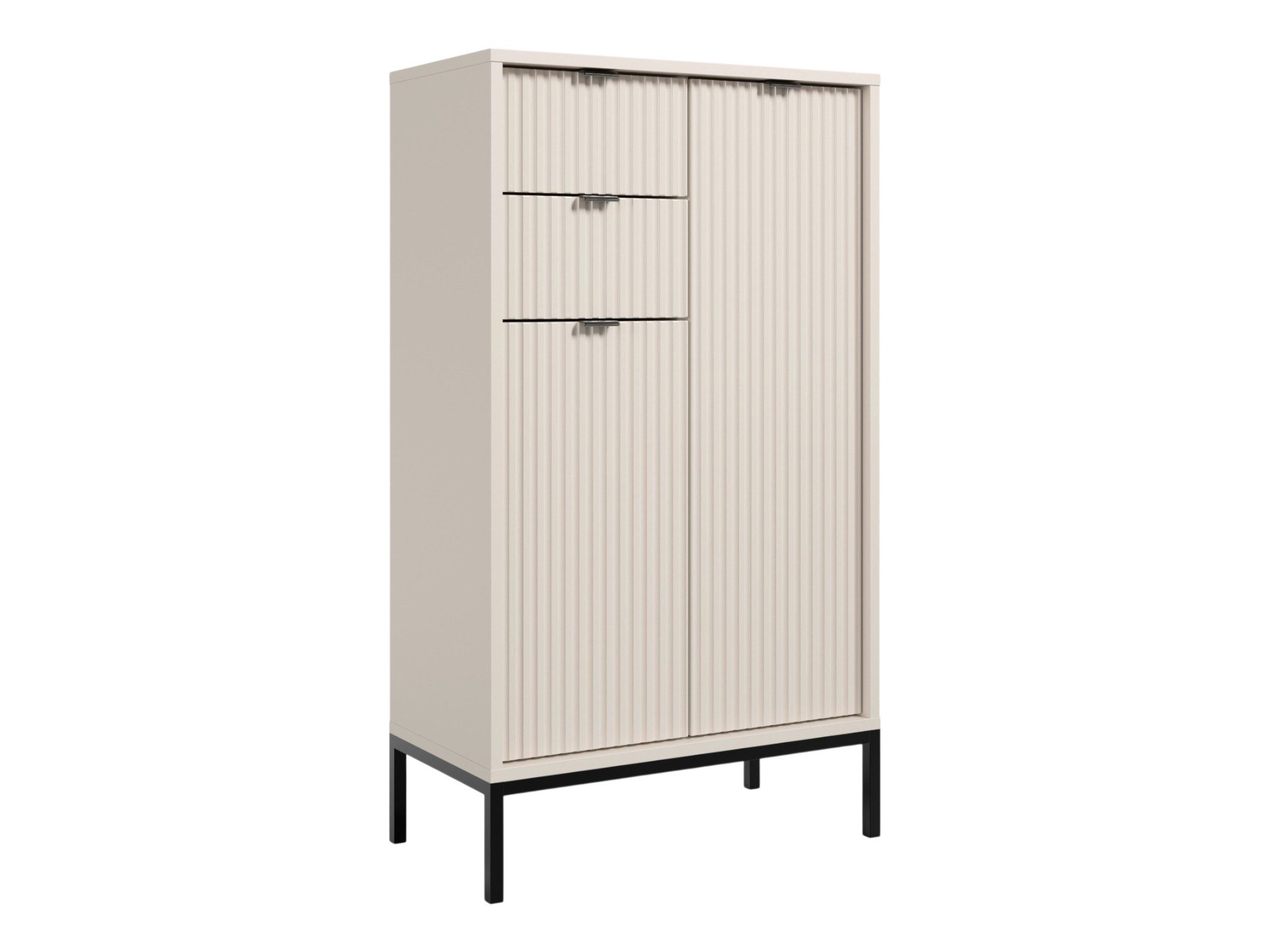 moebel-dich-auf Highboard CASTELLO (kaschmir, 2 Türen, 2 Schubkästen), Breite 60 cm, MDF-Fronten mit modernen Riffelungen