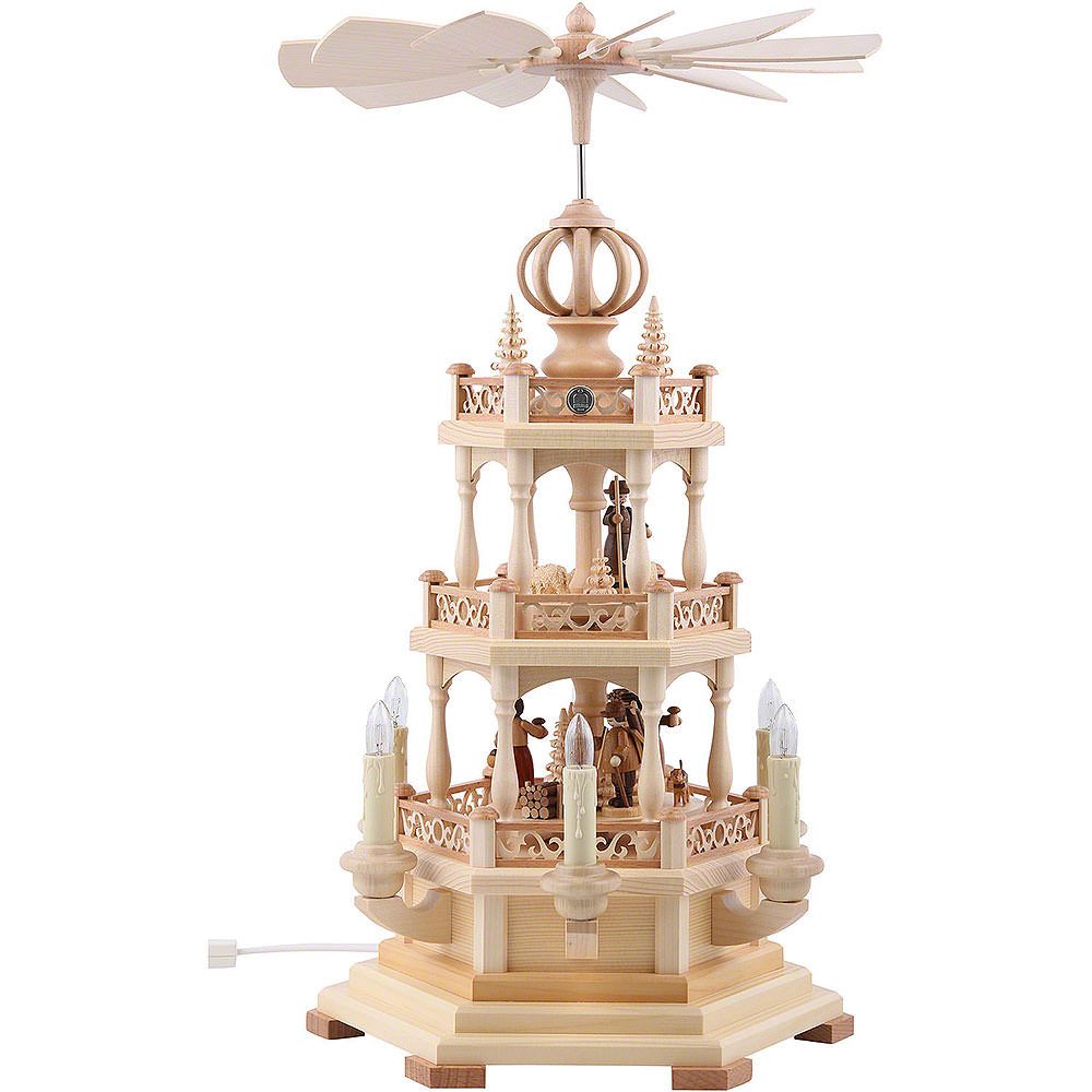 Müller Kleinkunst GmbH Seiffen Weihnachtspyramide 3-stöckige Pyramide Waldmotiv (50cm) von Müller Kleinkunst