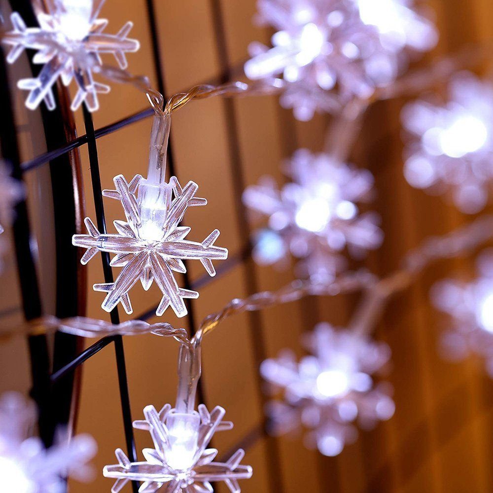 Batteriebetriebene, Weiß HOME Weihnachten, Schneeflockenlichter, Christbaumschmuck-Lichter, Schneeflocken-Lichterkette LED-Lichterkette LAPA hängende 3M/6M,