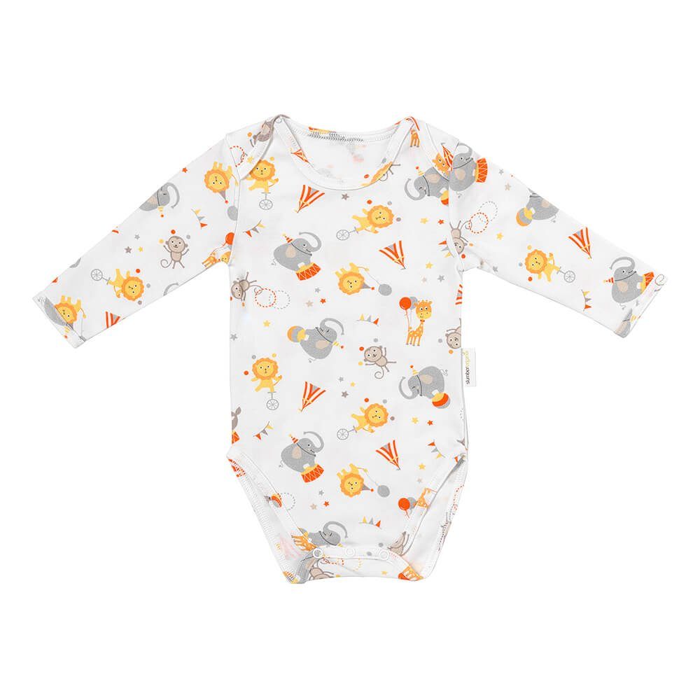 Baumwolle Bio Baby-Body 100% SlumberOrganix Bio Zirkus Langarmbody langarm