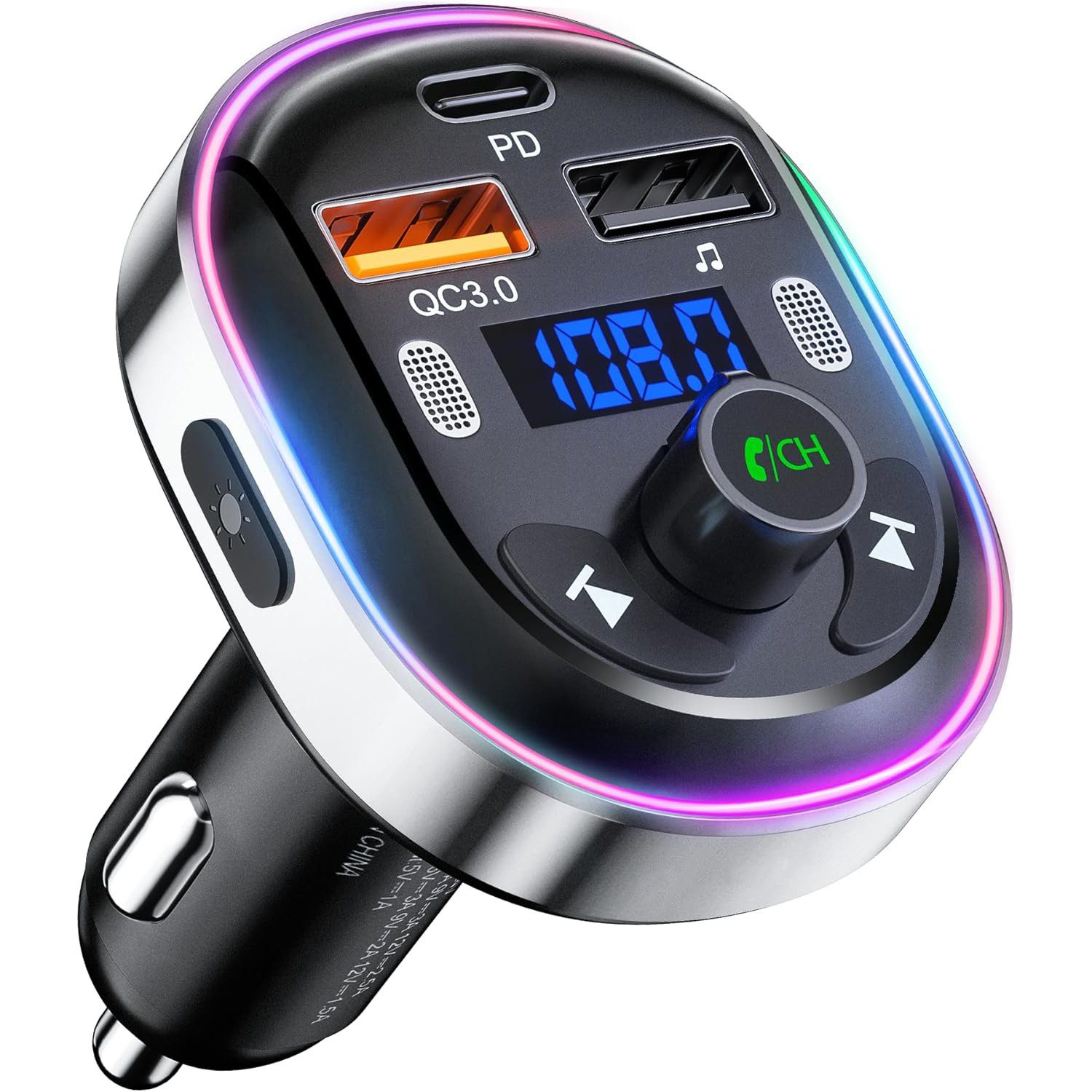 Bluetooth 5.3 FM Transmitter Adapter Auto Aufladung Zigarettenanzünder KFZ-Transmitter