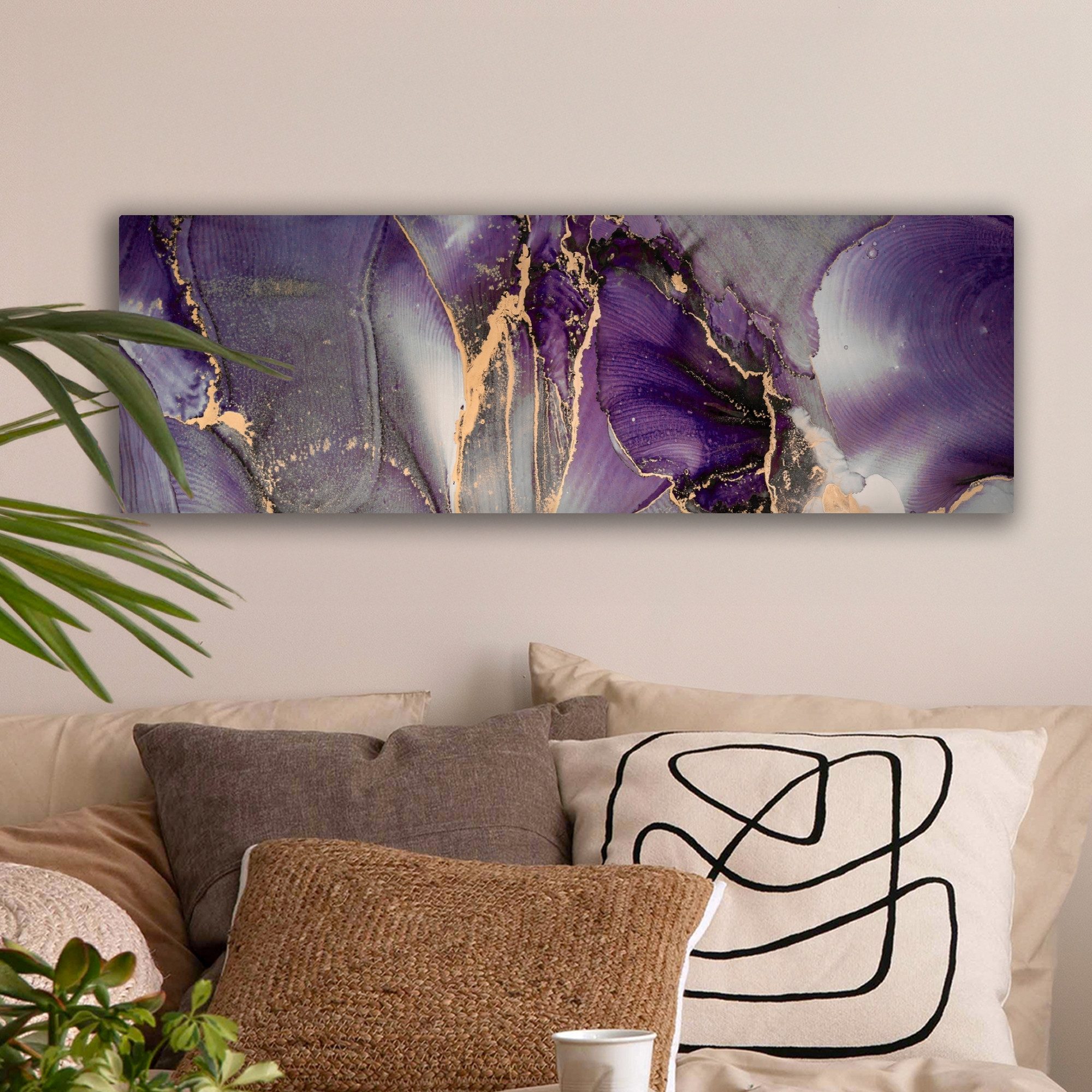 OneMillionCanvasses® Leinwandbild Panorama Gold - Lila günstig online kaufen