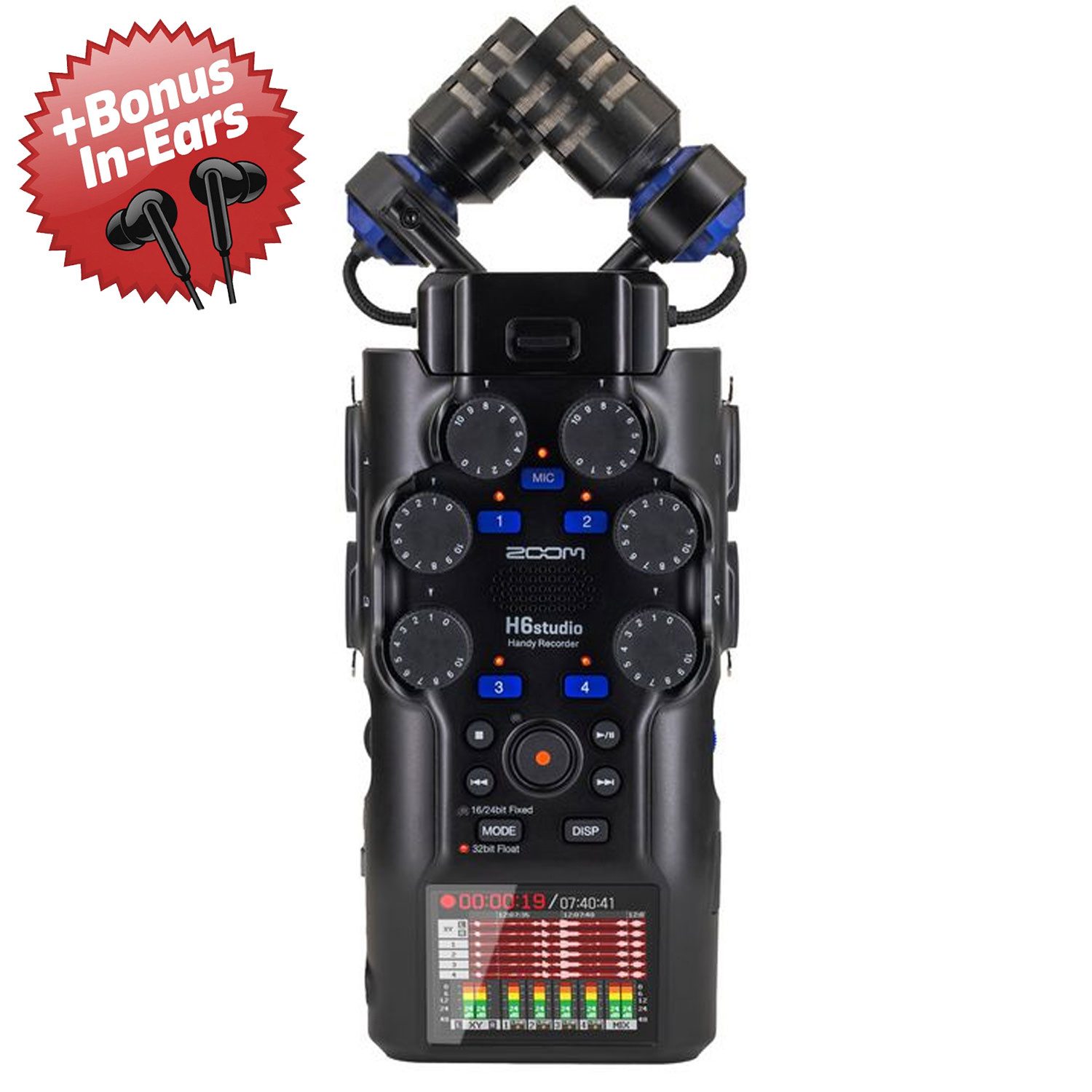 Zoom Audio Zoom Audio-Recorder H6 Studio + Bonus In-Ear Kopfhörer Digitales Aufnahmegerät (Professionelle Studiotechnik mit robuster Portabilität)