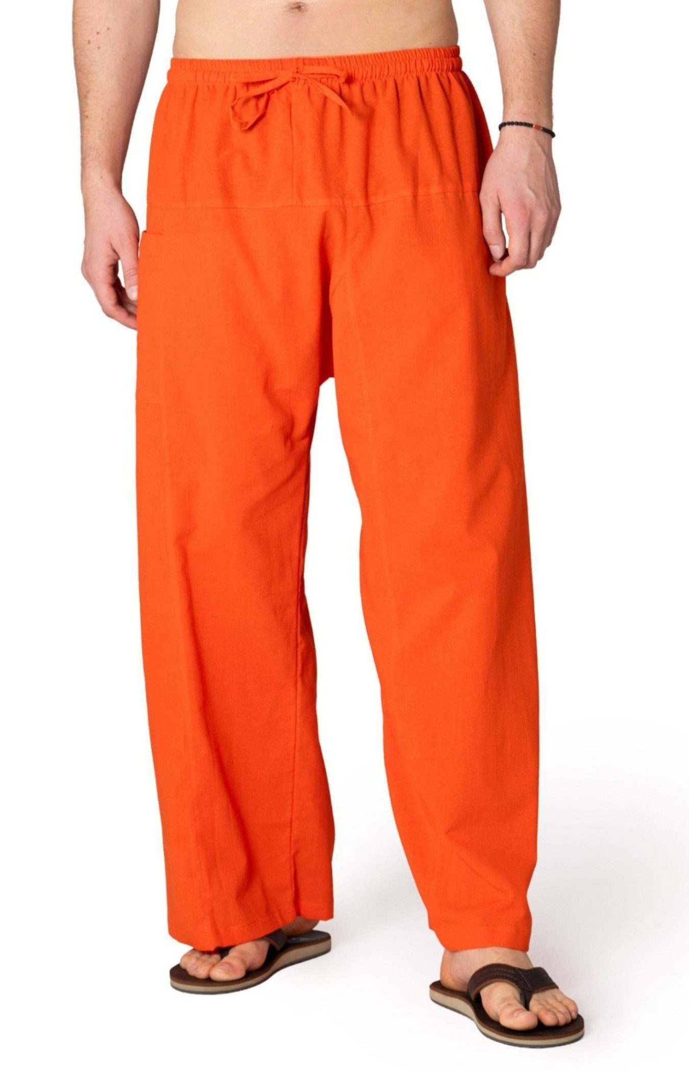 PANASIAM Wellnesshose Weite Baumwollhose mit Gummibund Schlupfhose im Stil einer Fischerhose bequeme Relaxhose als Rehahose, Yogahose oder auch im Homeoffice