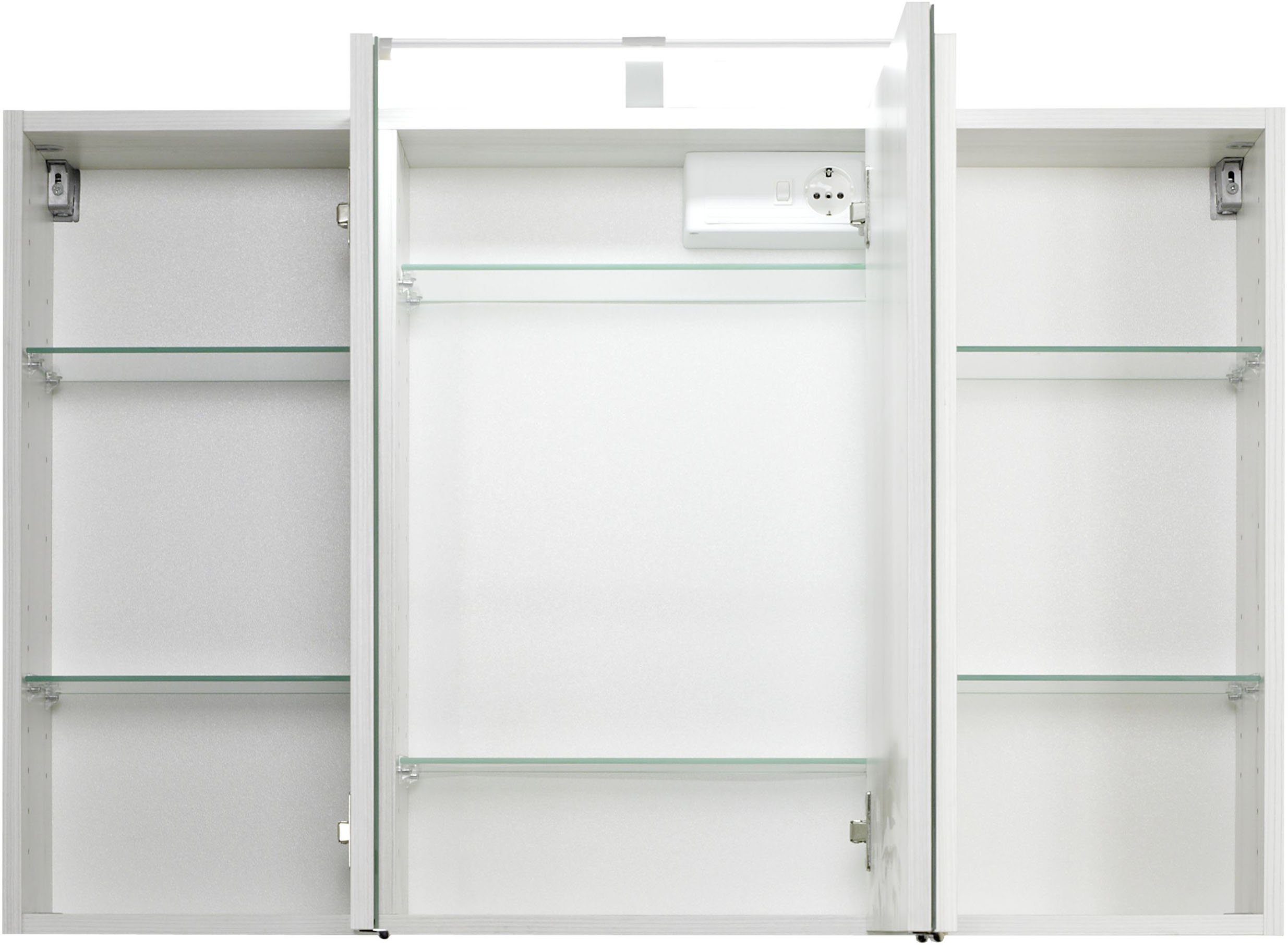welltime Spiegelschrank Trento, verschiedene Ausführungen und Farben Breite 100 cm, mit 3D-Effekt, Spiegeltüren, Inklusive LED-Beleuchtung – Bild 2 von 5