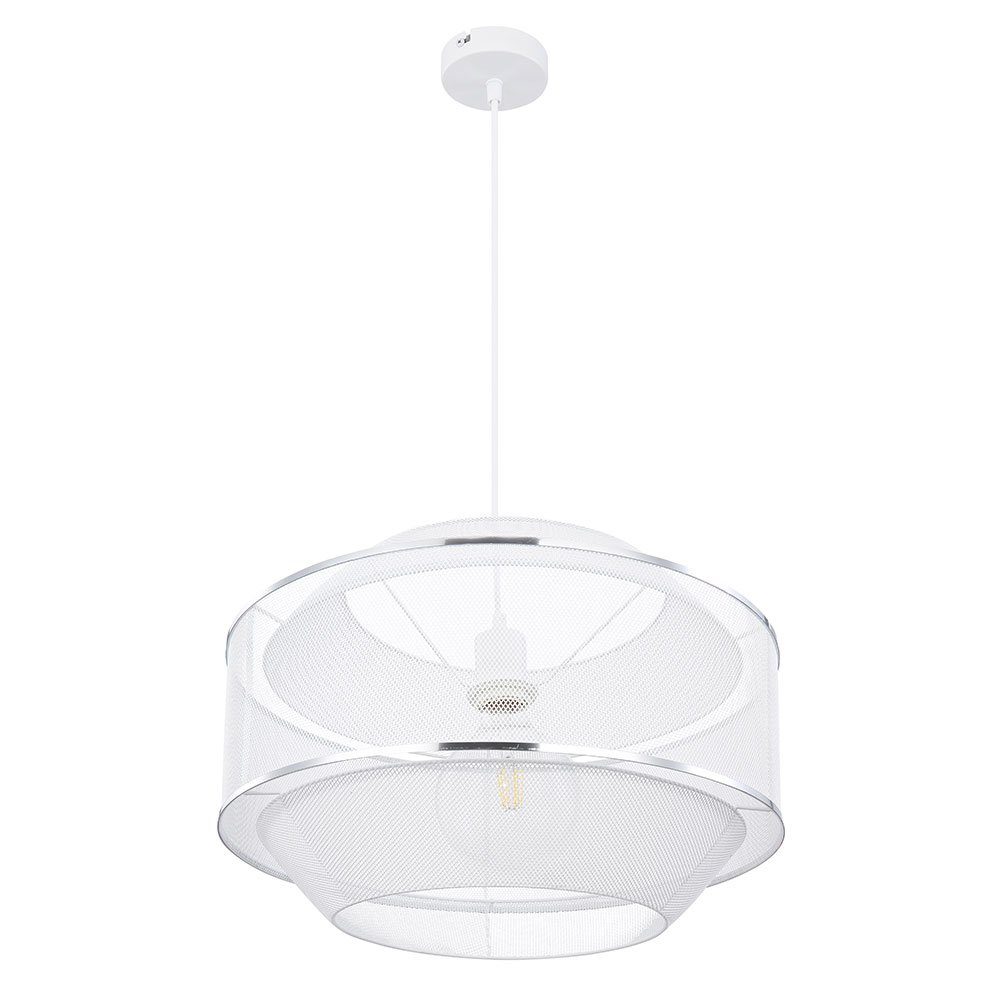 GLOBO LIGHTING LED Pendelleuchte, Leuchtmittel inklusive, Warmweiß, LED Pendelleuchte Metall Gitter weiß Silber 1-flammig Hängeleuchte