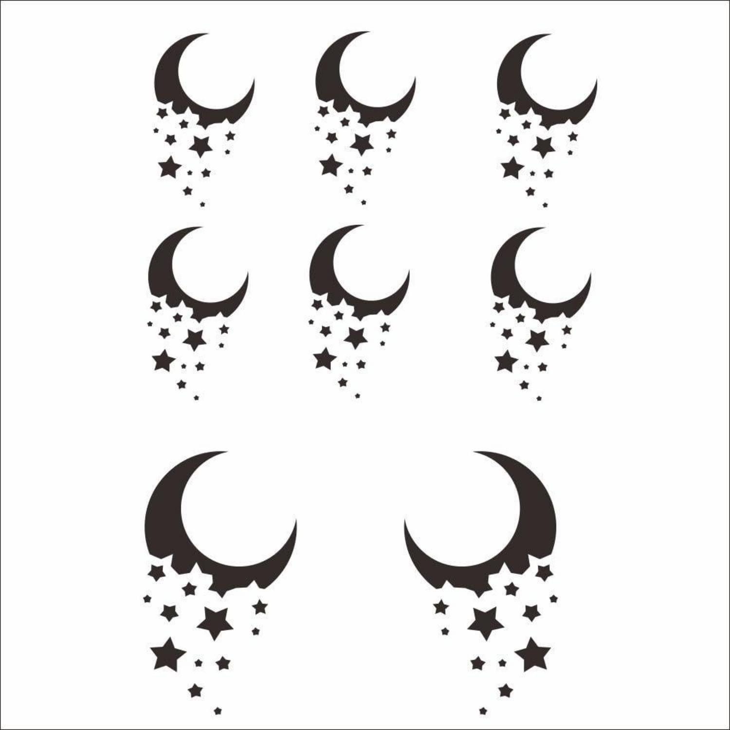 LuxusKollektion Aufkleber Autoaufkleber Mond Sterne Vinyl 8er Set Black
