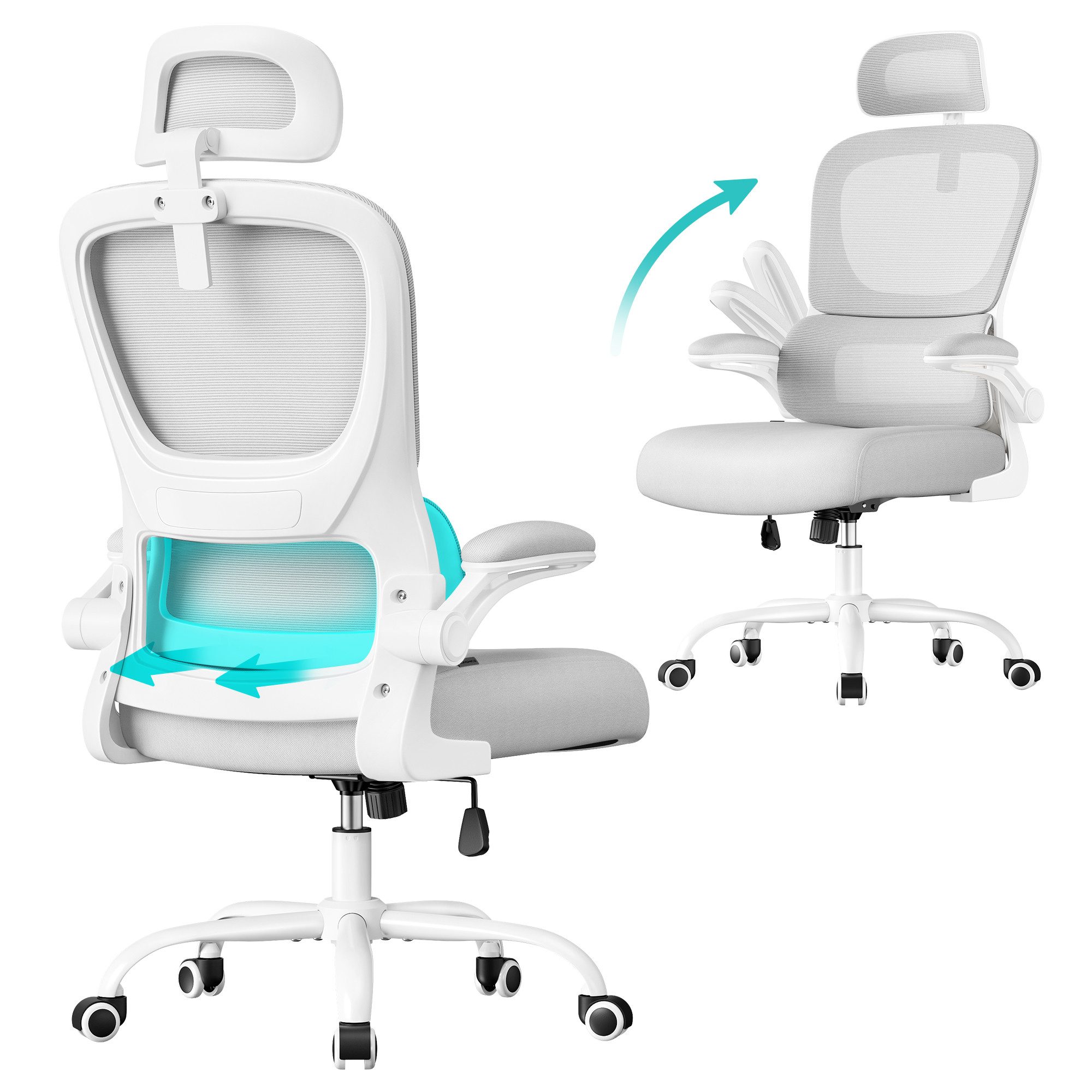 SONGMICS Bürostuhl, Netzstuhl, ergonomisches Design, mit Premium-Netzgewebe günstig online kaufen