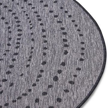 Teppich In- & Outdoor Wendeteppich Bali Schwarz Silber rund, NORTHRUGS, rund, Höhe: 5 mm