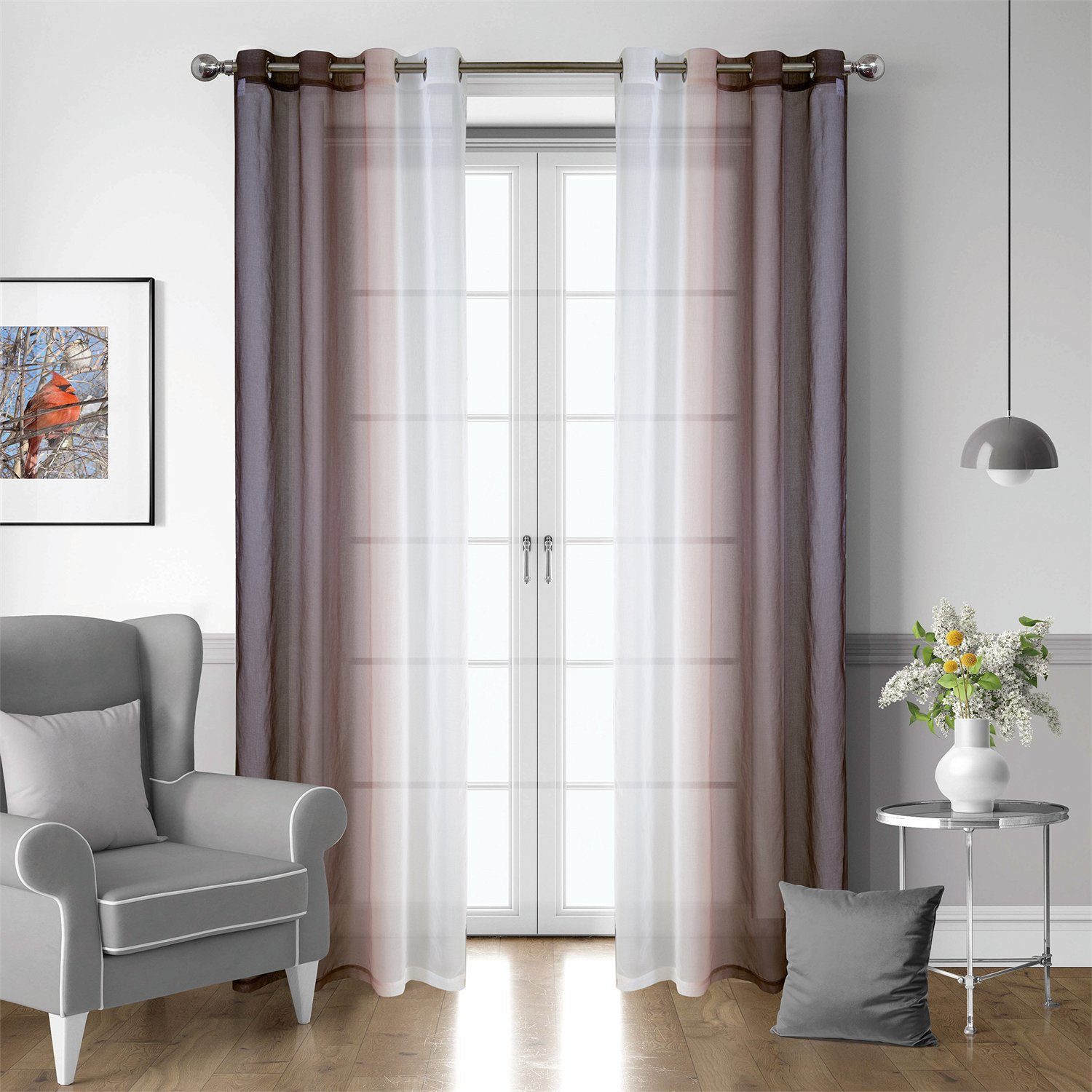 BYSURE Gardine (2 St), Ösen, halbtransparent, Voile, Vorhänge mit Farbverla günstig online kaufen