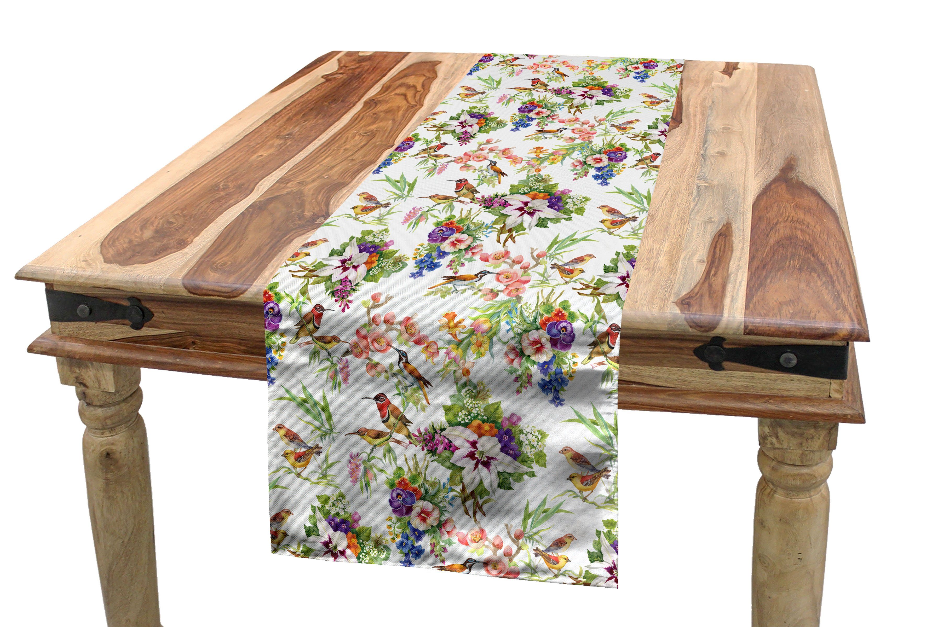 Abakuhaus Tischläufer Esszimmer Küche Rechteckiger Dekorativer Tischläufer, Blumen Exotische Frühlingsblumen