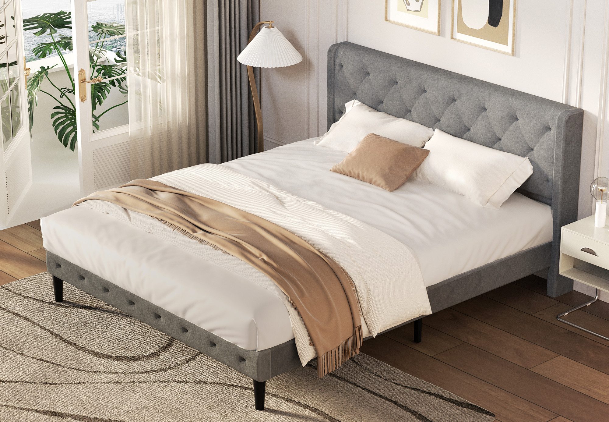 Lexzurn Polsterbett Polsterbett 140x200 cm Bett mit Lattenrost (Doppelbett günstig online kaufen