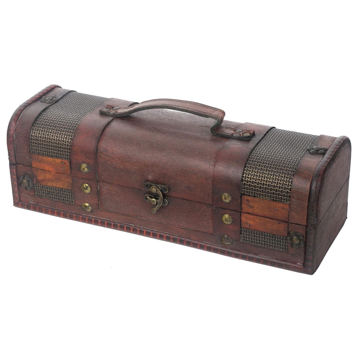 HMF Geschenkbox Vintage Weinbox, Geschenkkiste für besondere Anlässe, Deko Geschenk aus Holz für 1 Weinflasche, Querformat, Portugal