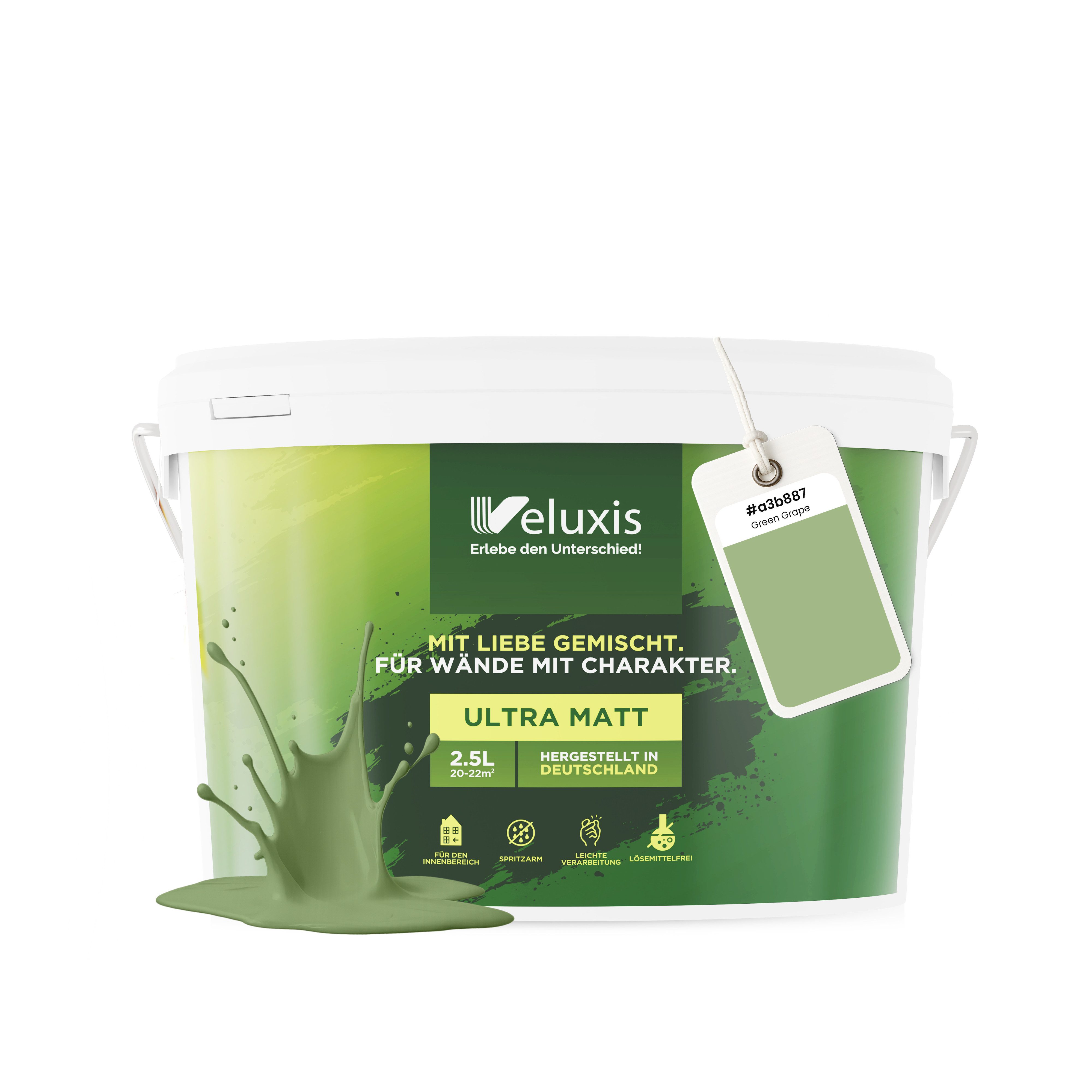 Veluxis Wandfarbe Veluxis® Wandfarbe Universal, Deckkraft-Klasse 1, Streifenfrei, tropfarm & VOC-frei