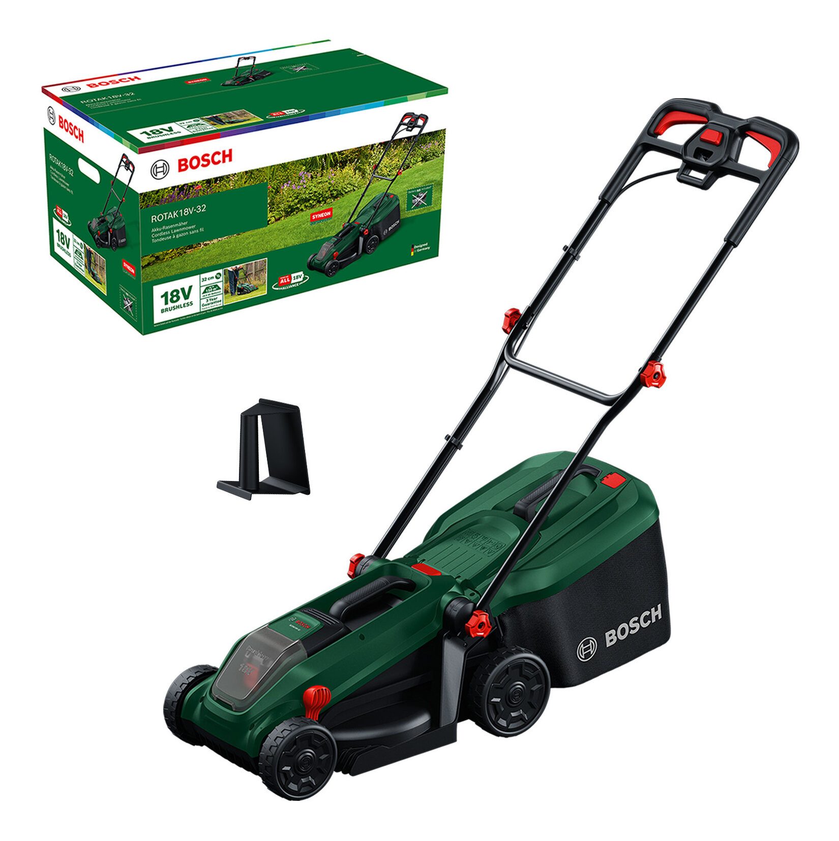 BOSCH Akkurasenmäher Rotak 18V-32, 32 cm Schnittbreite, Ohne Akku - im Karton