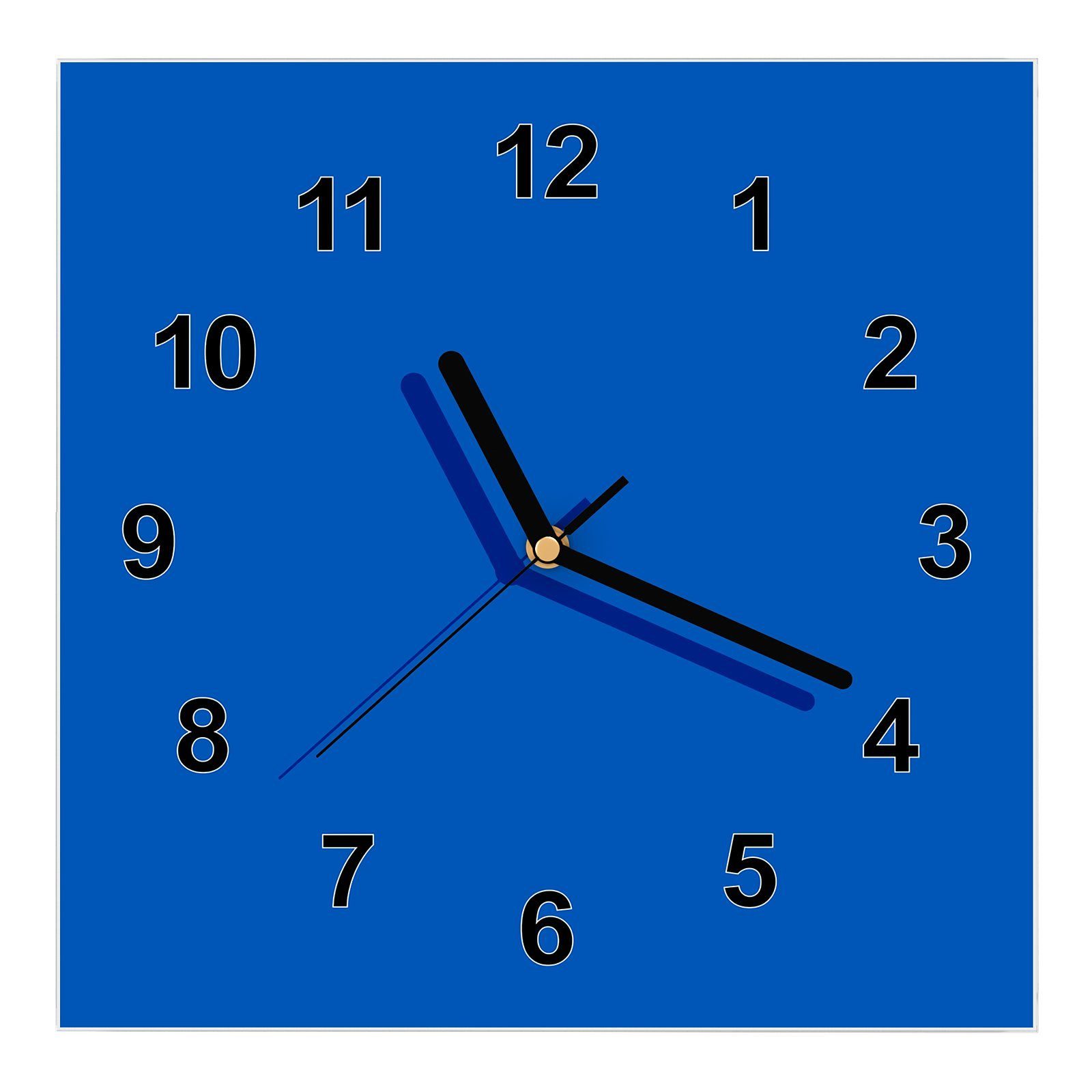 Primedeco Wanduhr Glasuhr Wanduhr Wandkunst Größe 30 x 30 cm mit Motiv Blauer Hintergrund I