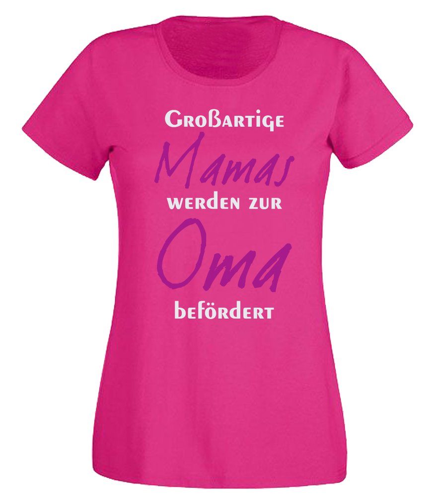 G-graphics T-Shirt Großartige Mamas werden zur Oma befördert Slim-fit- Damen T-Shirt mit Statement / Spruch als Frontprint