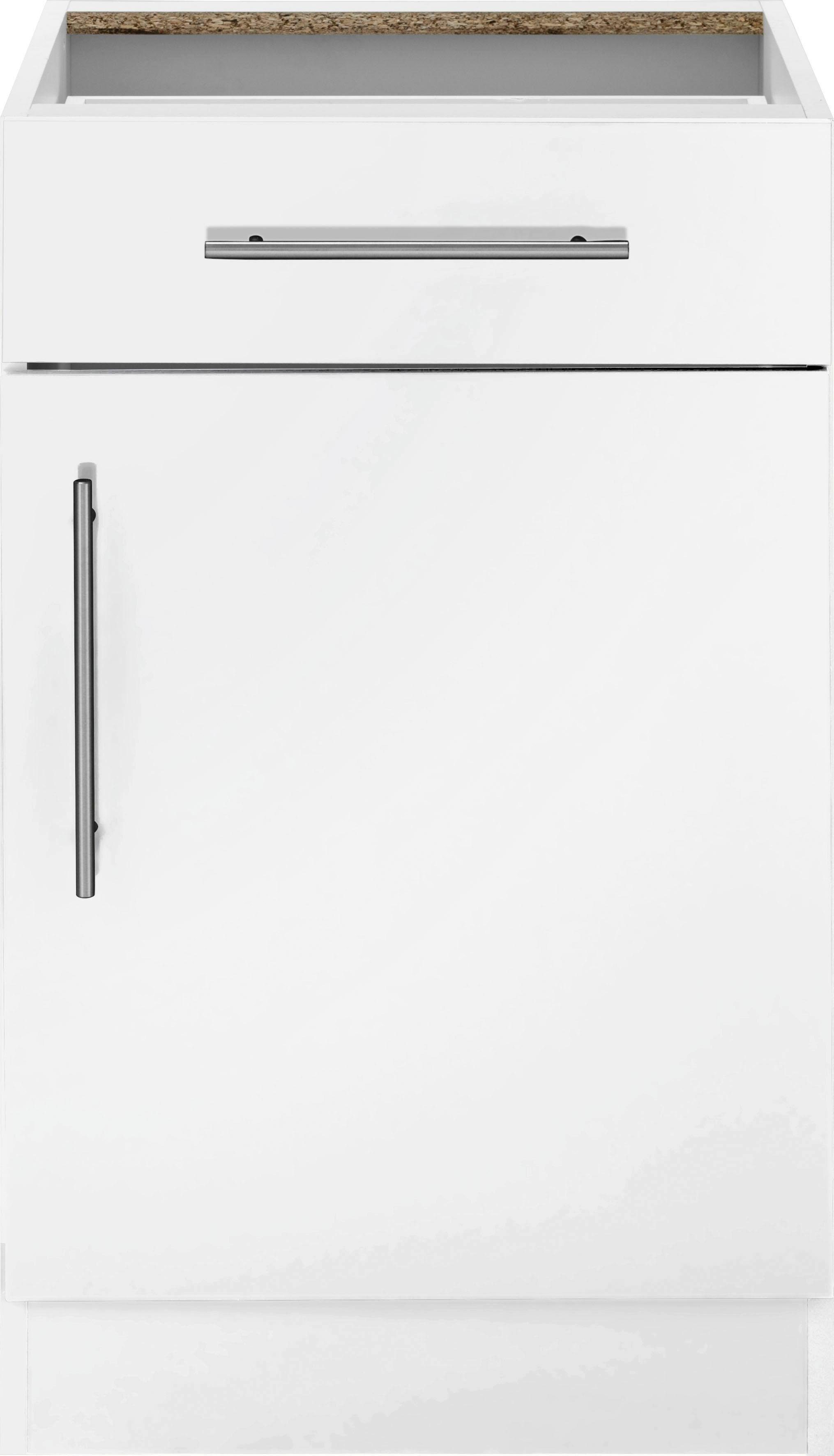 Top-Verkaufskanal wiho Küchen Unterschrank Cali cm Weiß breit, 50 Weiß | weiß Arbeitsplatte Glanz, Korpus: Front: ohne
