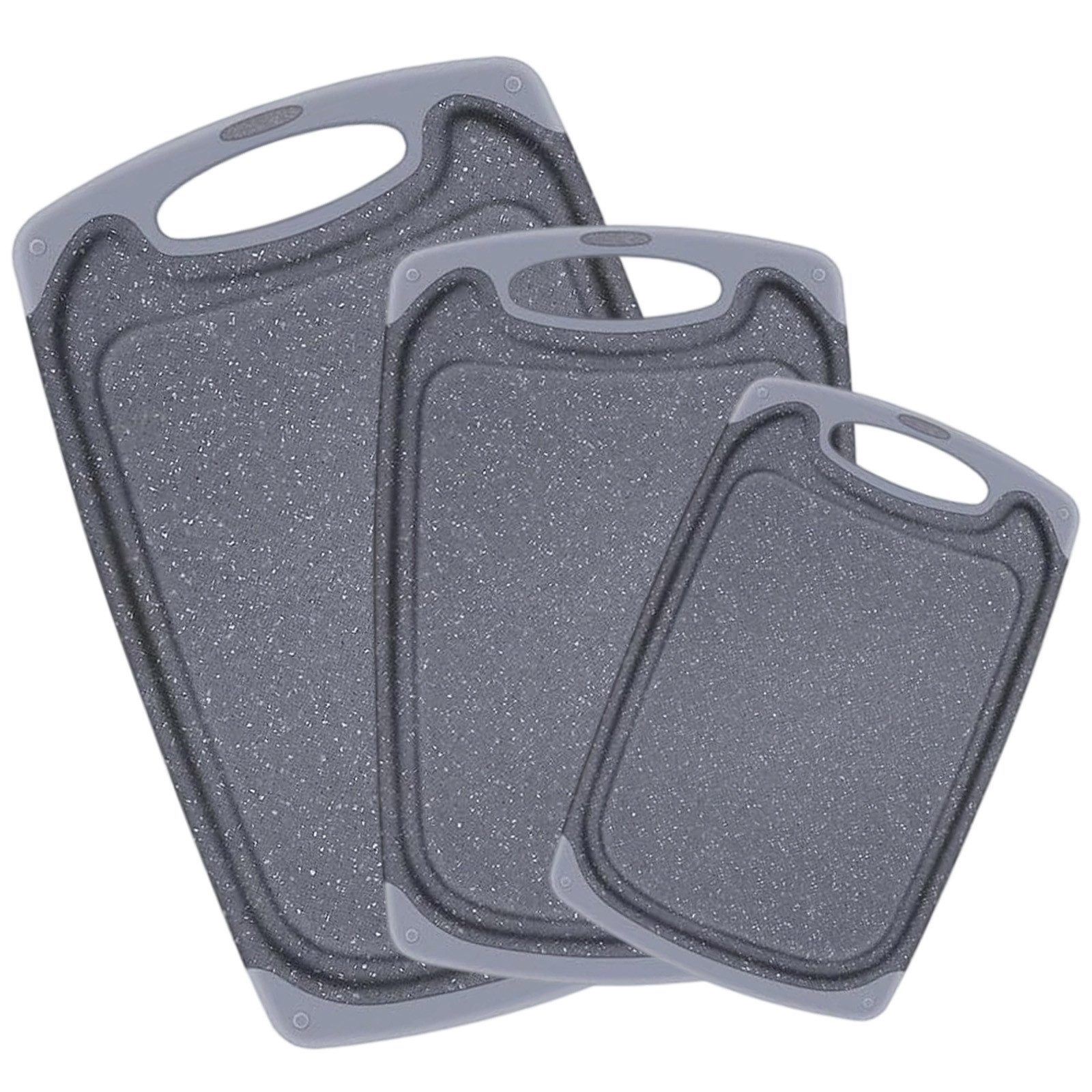 REDOM Schneidebrett 3er rutschfest Küchenbrett Cutting Board Set, Kunststoff, (Frühstücksbrett Küchenhelfer, 3-St., Groß (39,6 x 23,8 cm) Mittel (31,4 x 19,8 cm) Klein (24,3 x 14,5 cm), BPA-Frei, Spülmaschinenfest, für Grill Picknick Camping