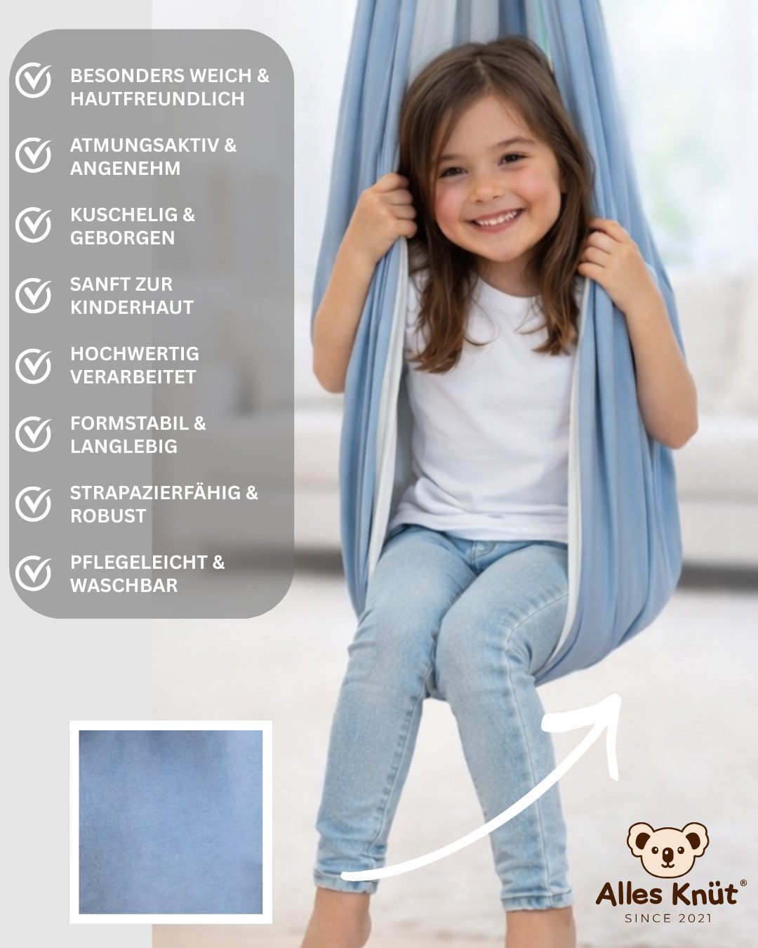 Alles Knüt Tuchschaukel Alles Knüt Therapieschaukel – Indoor Schaukel Kinder inkl. Befestigung