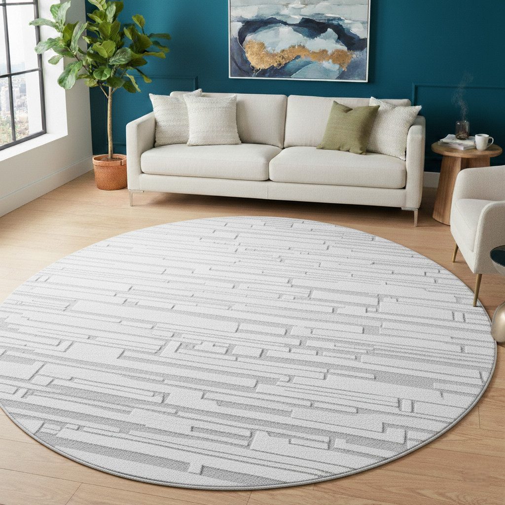 Vimoda Designteppich Stein Optik, 3D Motiv, Uni, Rund, Höhe: 11 mm, Boho Te günstig online kaufen