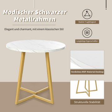 MODFU Esstisch Küchentisch (1-St., nur Tisch), aus modernem Marmormuster, Metallgestell,80*80*75cm
