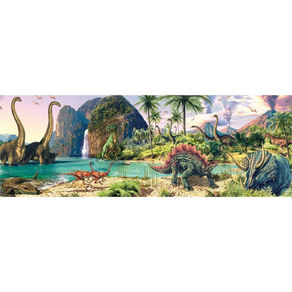 Dino Bikes Puzzle Panoramapuzzle Dinosaurier am See 150 Teile, Puzzleteile