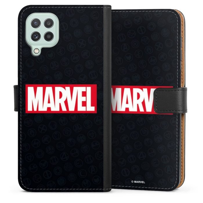 DeinDesign Handyhülle Marvel Comic Logo Marvel Logo Black Red Samsung Galaxy A22 4G Hülle Handy Flip Case Wallet Cover