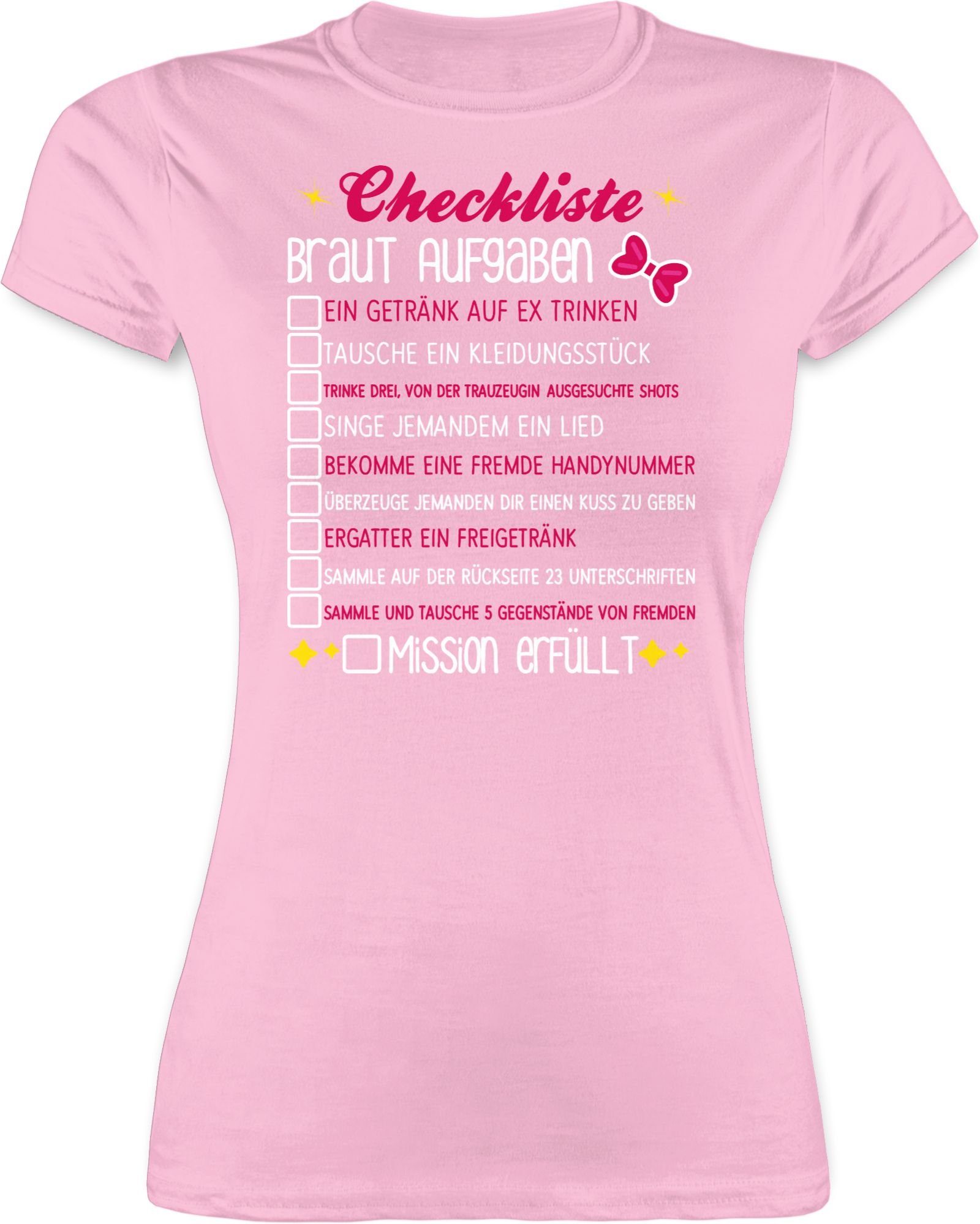 Shirtracer TShirt »JGA Braut Aufgaben Checkliste JGA