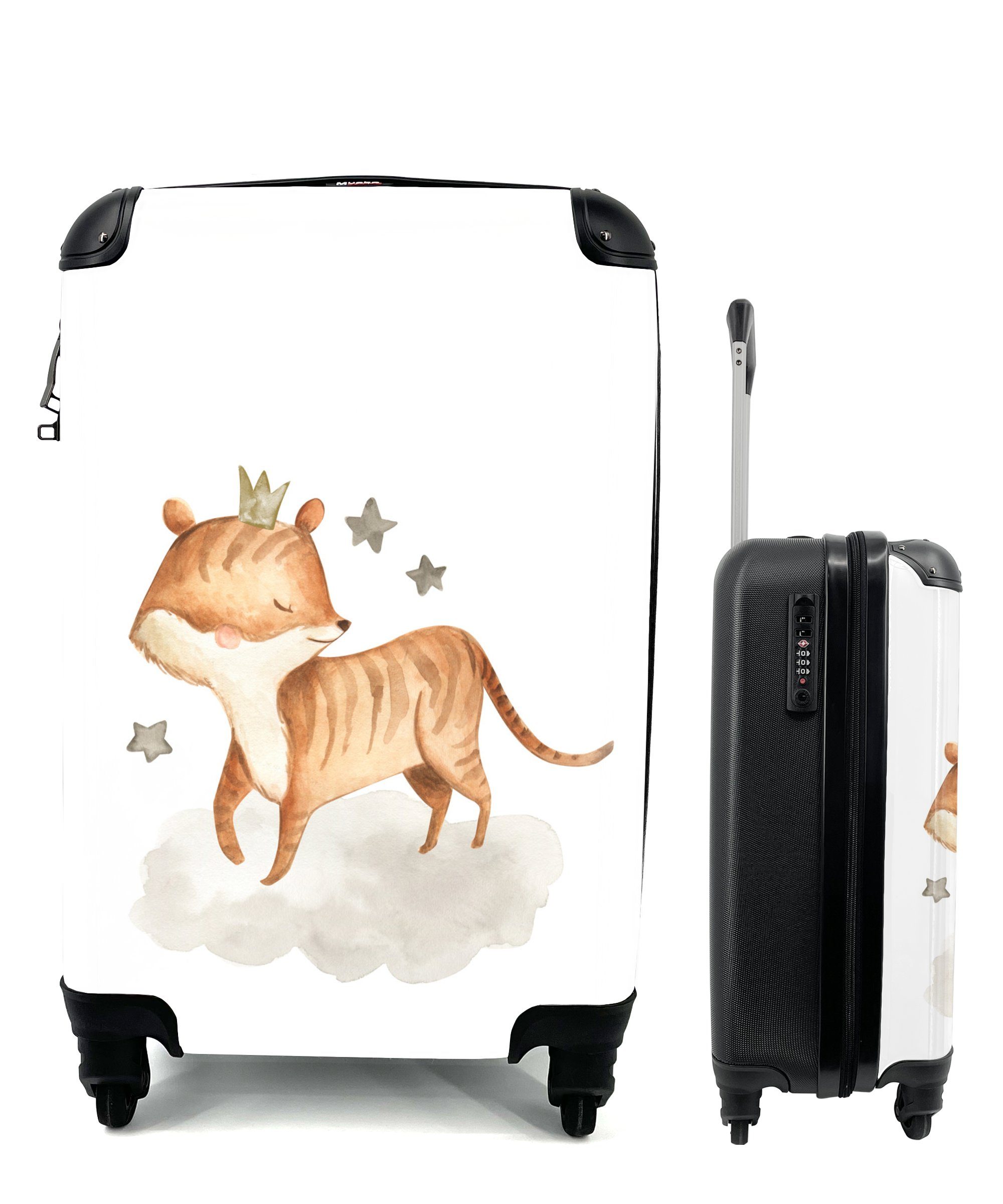 mit Trolley, Reisekoffer MuchoWow Handgepäckkoffer 4 Reisetasche Tier Ferien, Sterne, - Handgepäck für Fuchs rollen, Rollen, -