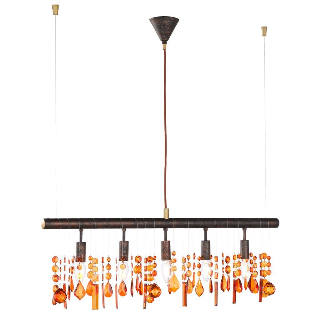 etc-shop Hängeleuchte, Leuchtmittel inklusive, Warmweiß, LED Hängeleuchte 5 flammig Esstischleuchte Kristall Pendellampe braun