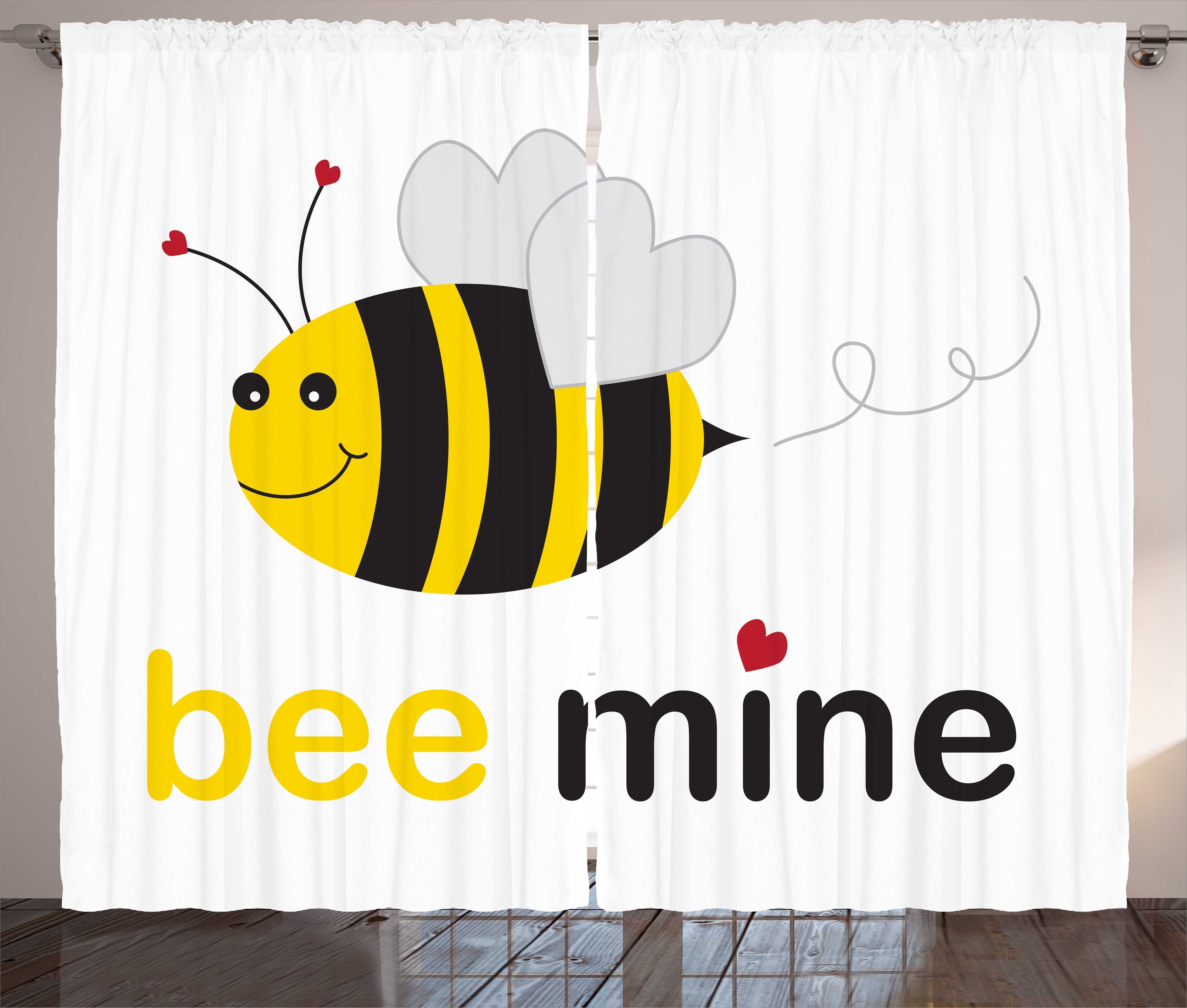 Romantischer Gardine Schlafzimmer Abakuhaus, Bee Schlaufen Kräuselband Vorhang Haken, Bee mit Honey Mine Cartoon und