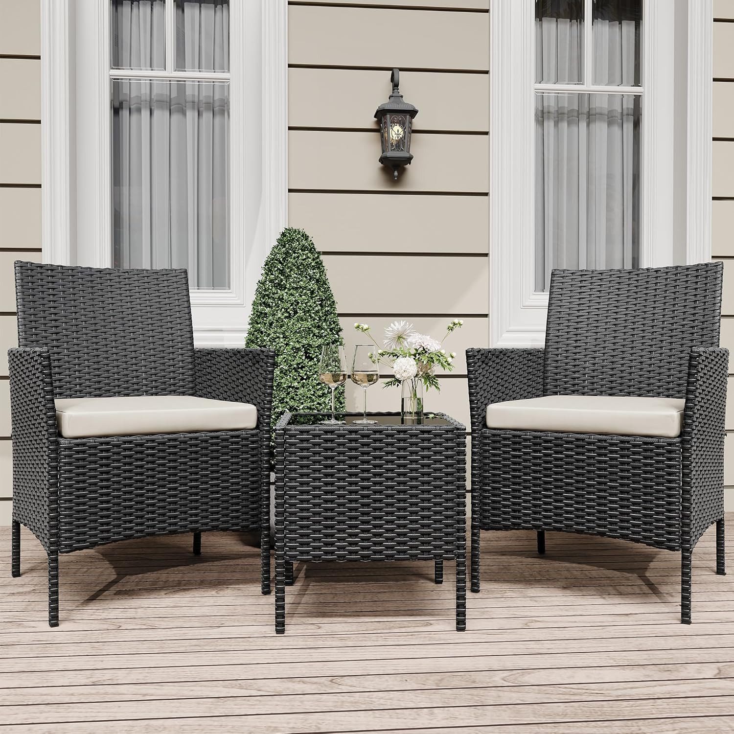 GarveeMore Gartenlounge-Set Terrassenmöbel-Sets 3-teilig, modernes Terrasse günstig online kaufen