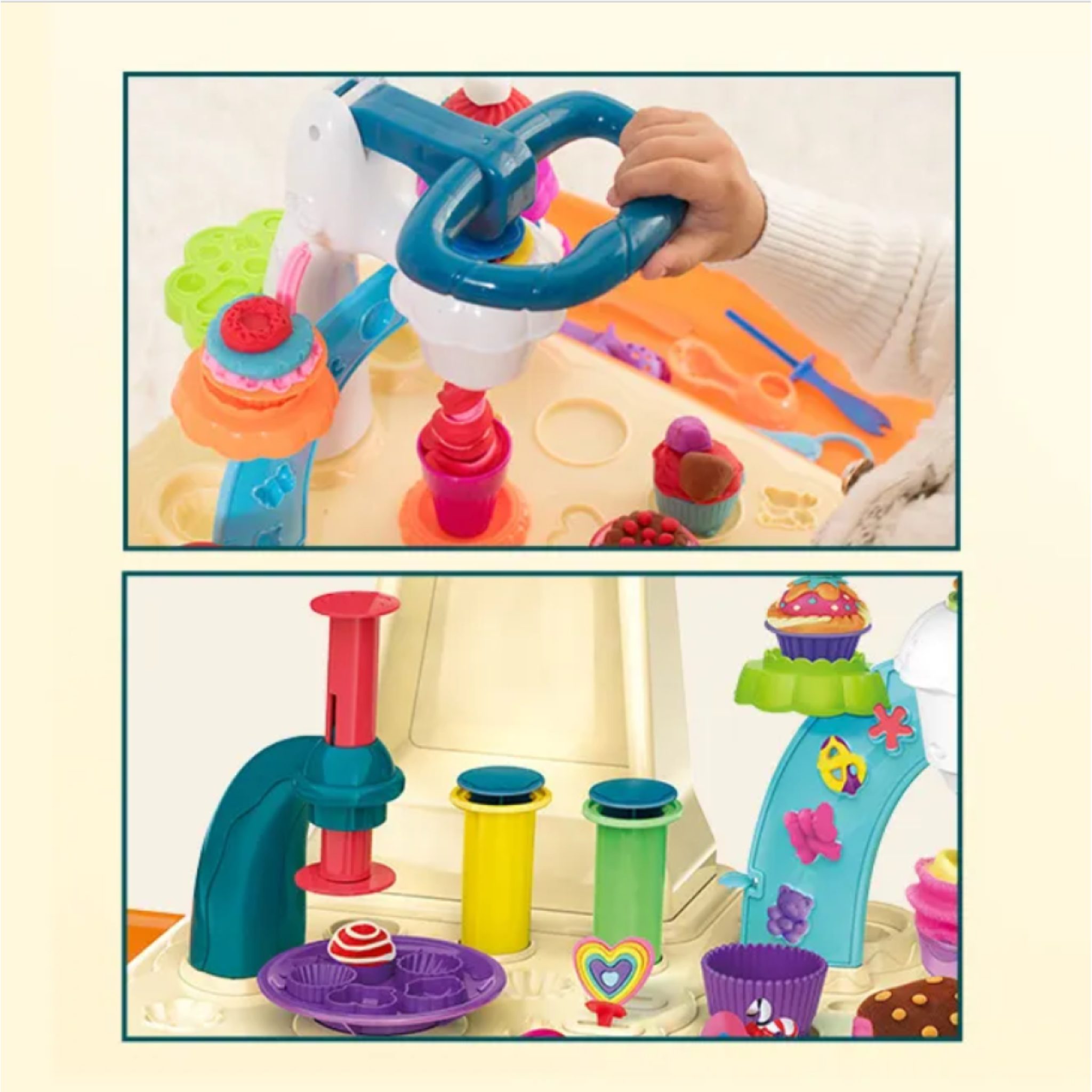 Realb2b Knete 2-in-1 Spielset Süßwarenladen & Küche – 52-teiliges Kinder-Set (Interaktives Kaufladen- und Küchenset für Kinder ab 3 Jahren, 52-tlg., 52-teiliges 2-in-1 Spielset für kreativen Rollenspielspaß), 2-in-1 Spielset – wandelbar von Süßwarenladen zur Mini-Küche