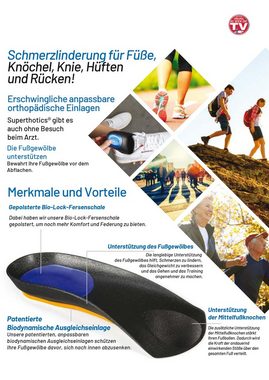 Superthotics® Einlegesohlen Orthopädische Schuh Einlagen (Packung, 2-tlg., 1 Paar), Hilft bei Knie- Rückenschmerzen - patentierte, medizinischen Einlagen