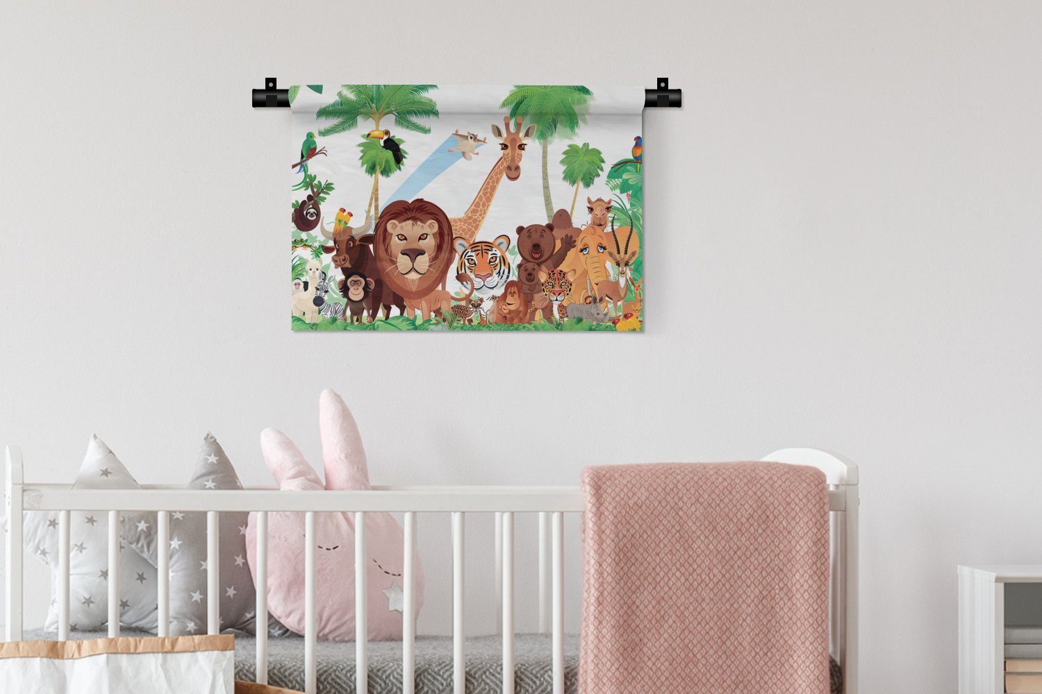 Schlafzimmer, für Jungen, - - - Kinderzimmer Tiere Tiger Wandbehang, - Dschungel Wilde Wanddeko Löwe Kleid, Kinder Mädchen Wohnzimmer, Wanddekoobjekt - MuchoWow -