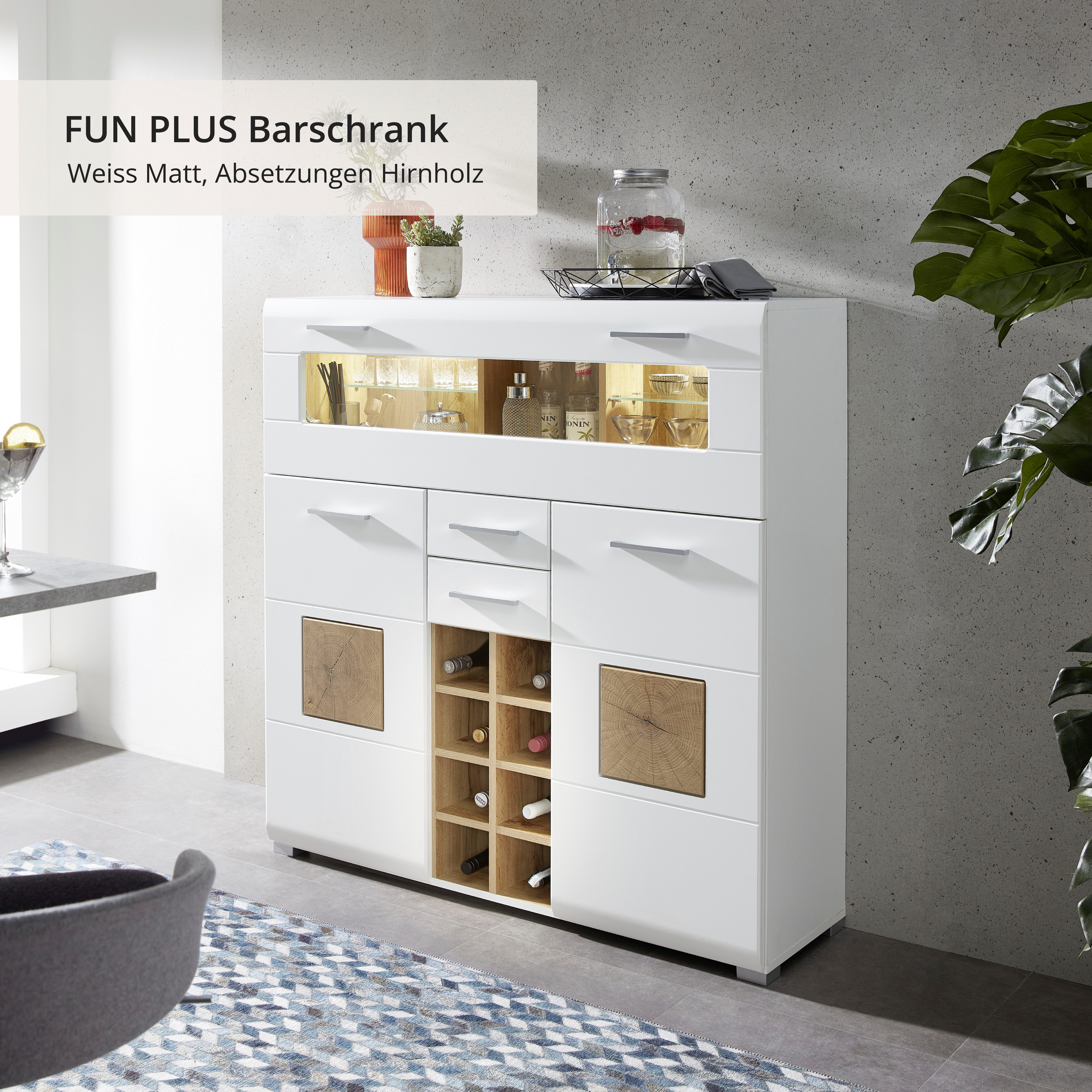 Innostyle Barschrank FUN PLUS, TOPSELLER! (Barschrank, OTTOs Choice) Maße: 120 x 129 x 37 cm (B/H/T), mit LED-Beleuchtung