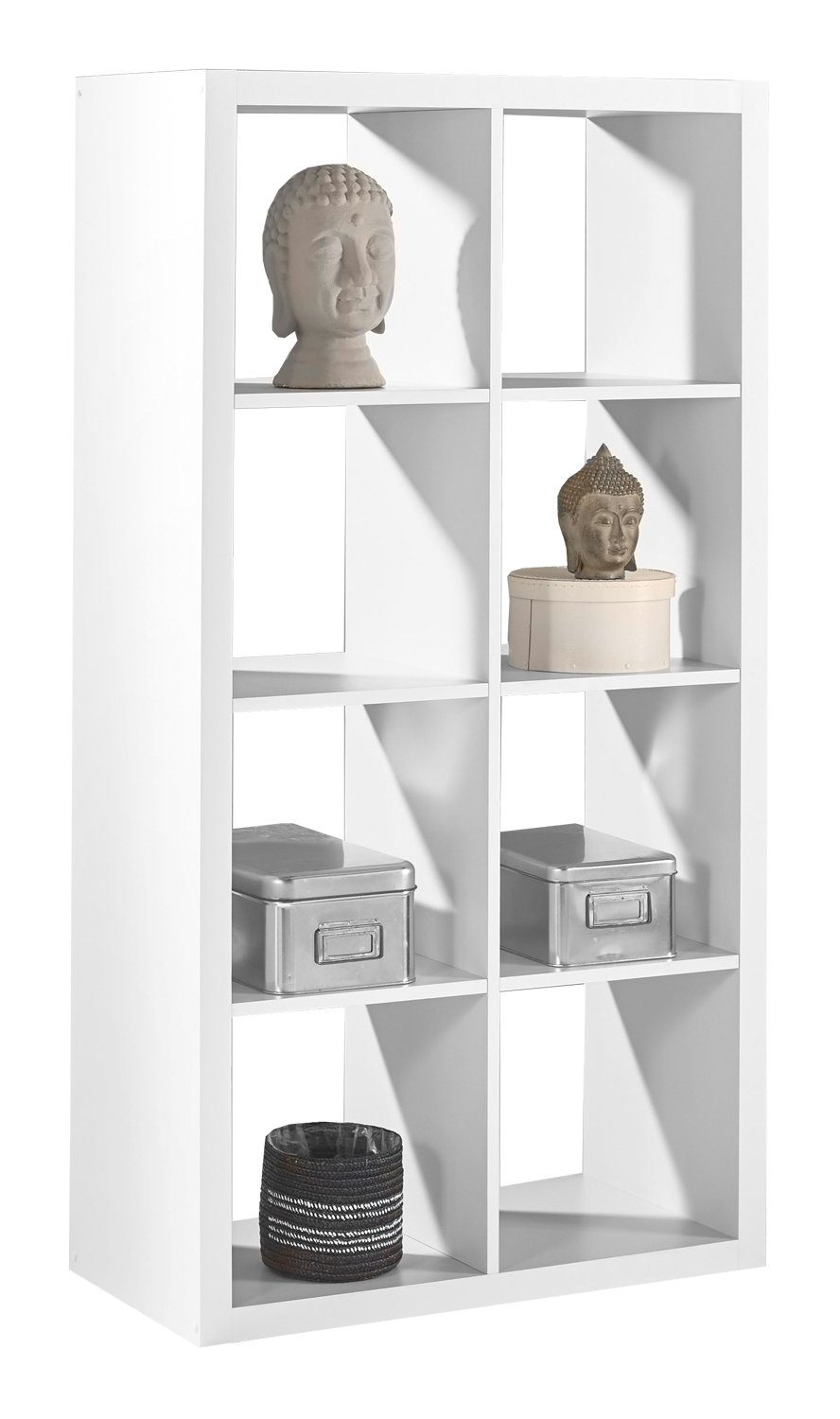 Raumteilerregal STYLE, B 77 x H 147 x T 38 cm, Weiß, 8 offene Fächer, 4 Eta günstig online kaufen