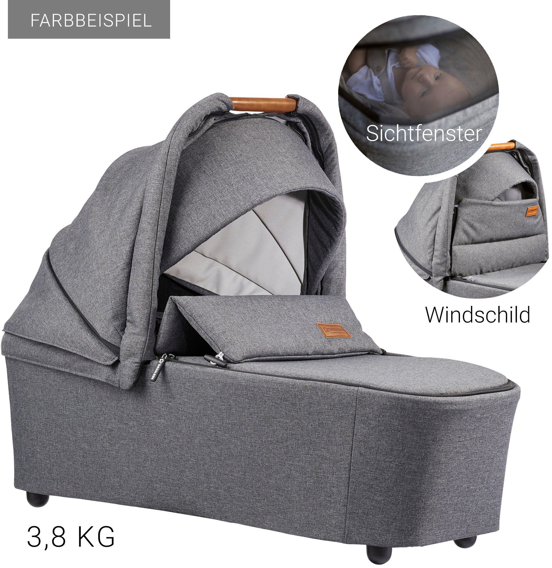 schwarz, Gesslein Soft+ Kombi-Kinderwagen FX4 Swing Babyschalenadapter und mit mango, C3 mit Aufsatz Babywanne