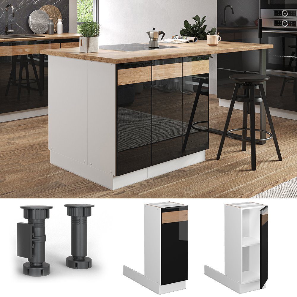 Vicco Unterschrank Fame-Line, Schwarz Eiche hochglanz/Weiß, günstig online kaufen