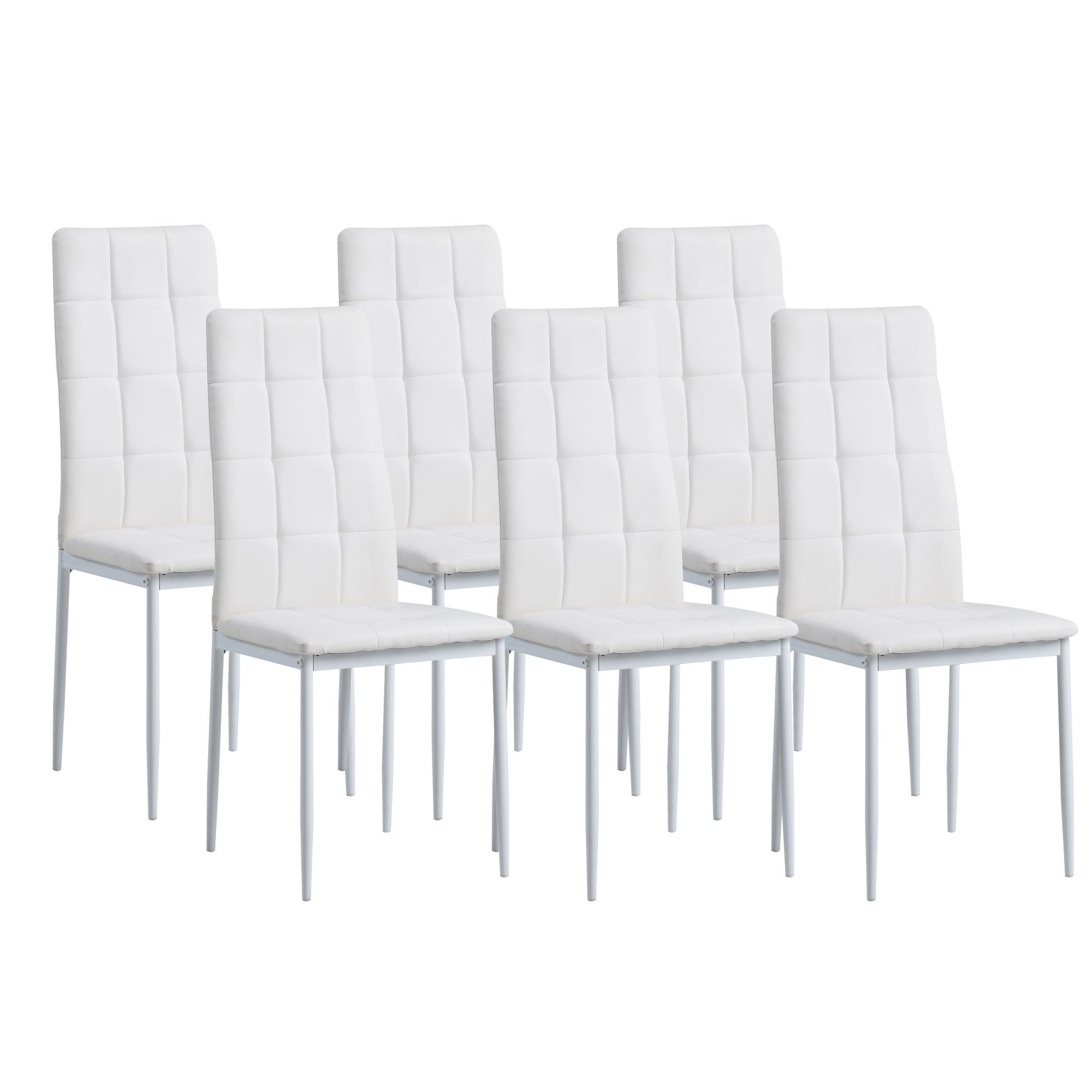 Albatros International Esszimmerstuhl Esszimmerstühle RIMINI 6er SET Weiss Edles Design Kunstleder (6er Set, Weiss), edles Italienisches Design, Polsterstuhl, hohe Belastbarkeit, Modern