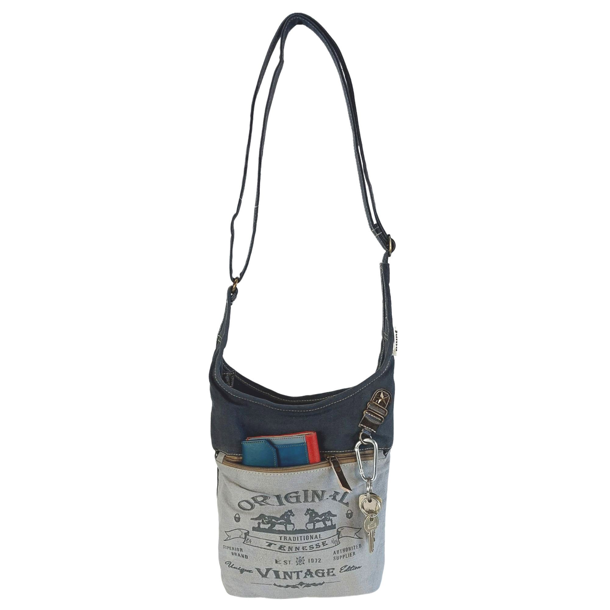 Sunsa Klassiker Tasche, Handtasche, grau/schwarz Damen Umhängetasche Vintage Hobo Canvas Umhängetasche Schultertasche