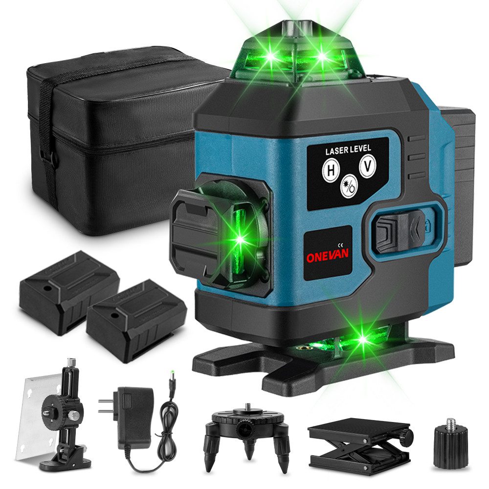 ONEVAN Laserwasserwaage Selbstnivellierend, 4D 16 Linien, 4 x 360° mit 2 Ak günstig online kaufen