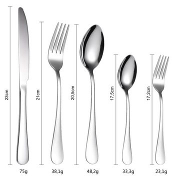 HYIEAR Besteck-Set Besteck-set,Besteck 12 personen,Besteckset Edelstahl,Kuchengabeln (60-tlg), 12 Personen, Edelstahl, High Quality Blade Steel, Matte/Polished