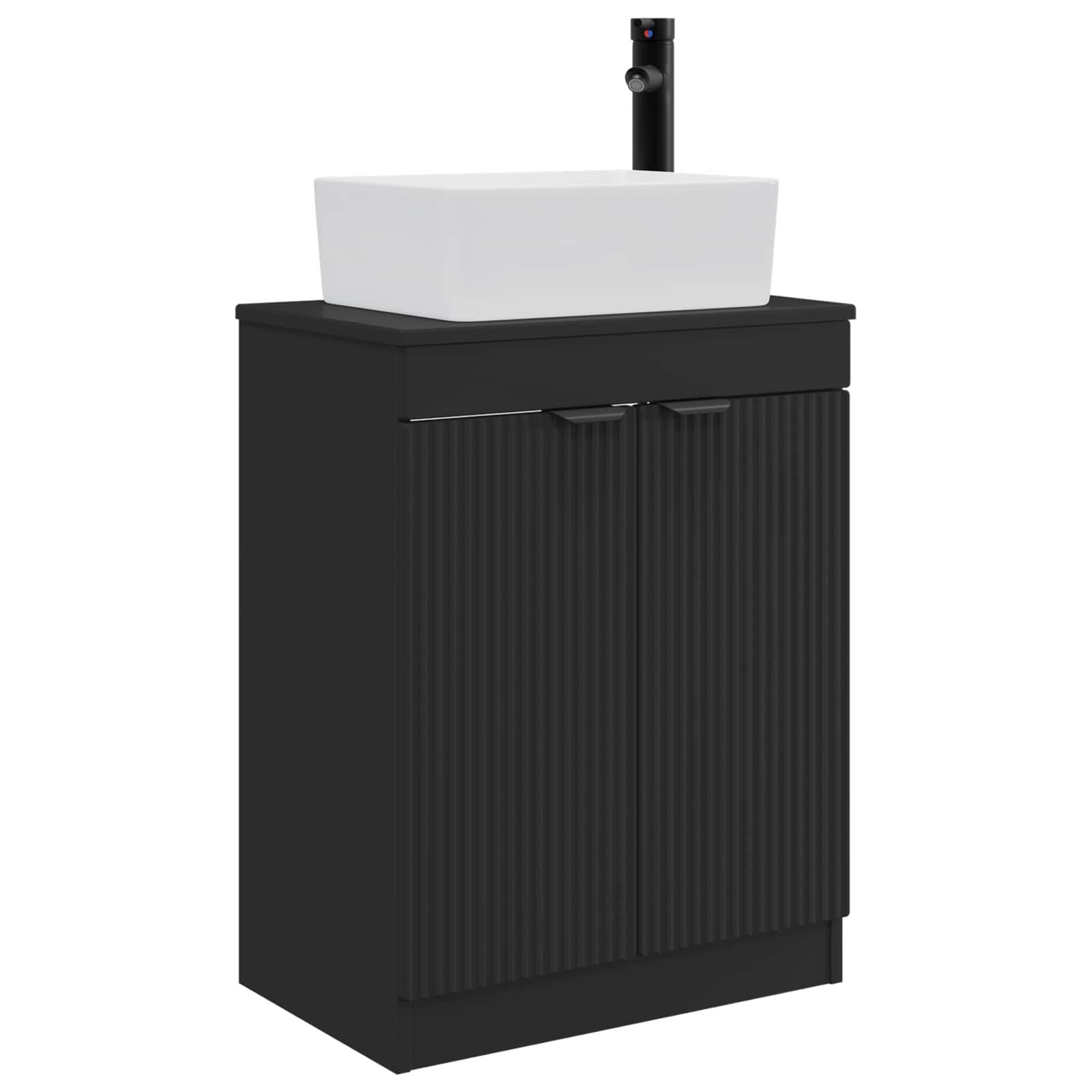 Badezimmerspiegelschrank Badezimmerschrank mit Waschbecken Schwarz 54 x 35 x 83 cm