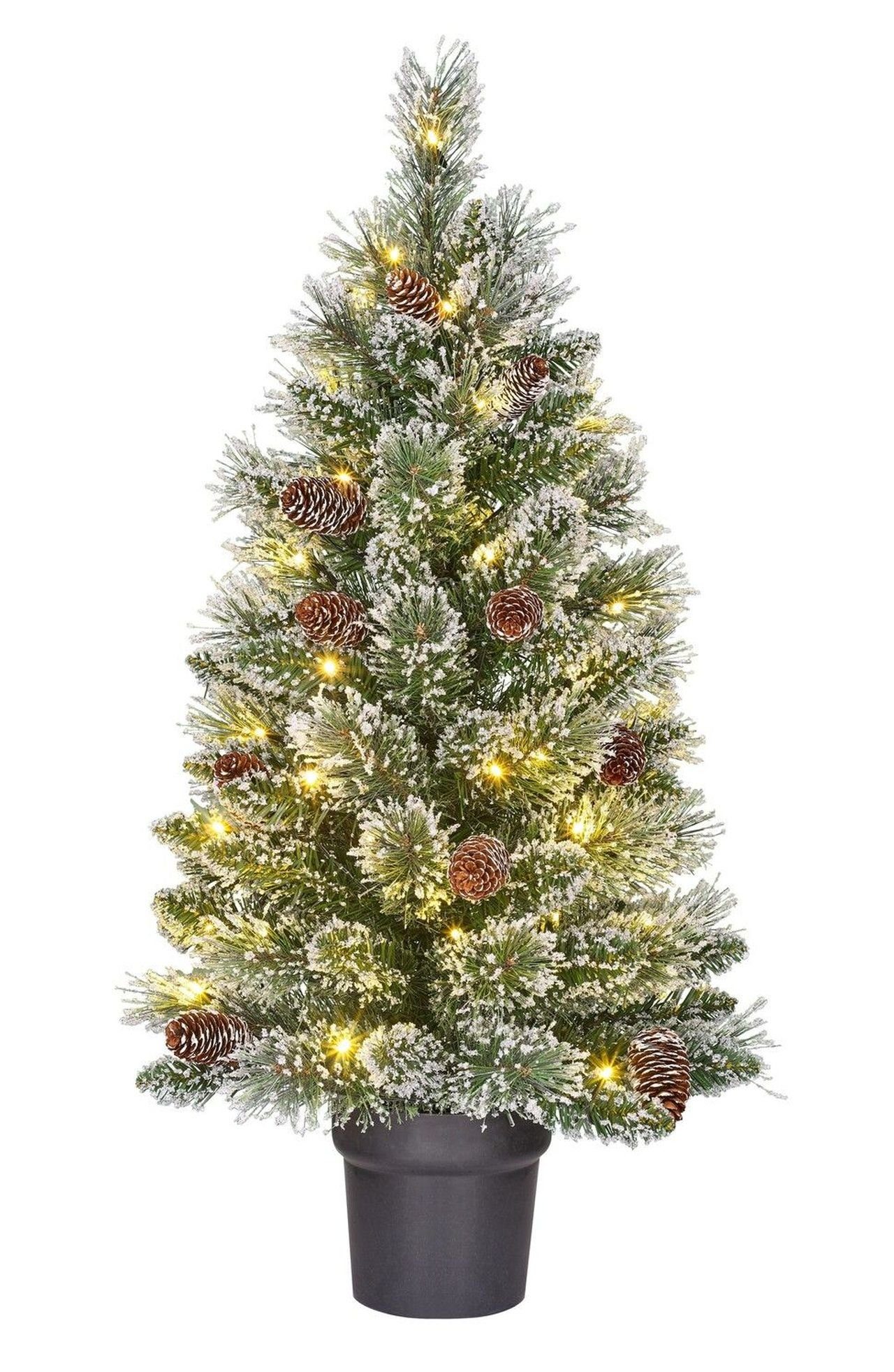 edelman Künstlicher Weihnachtsbaum Weihnachtsbaum im Jute Sack oder Baumstamm teilweise beschneit, Fichte, Beschneite Optik