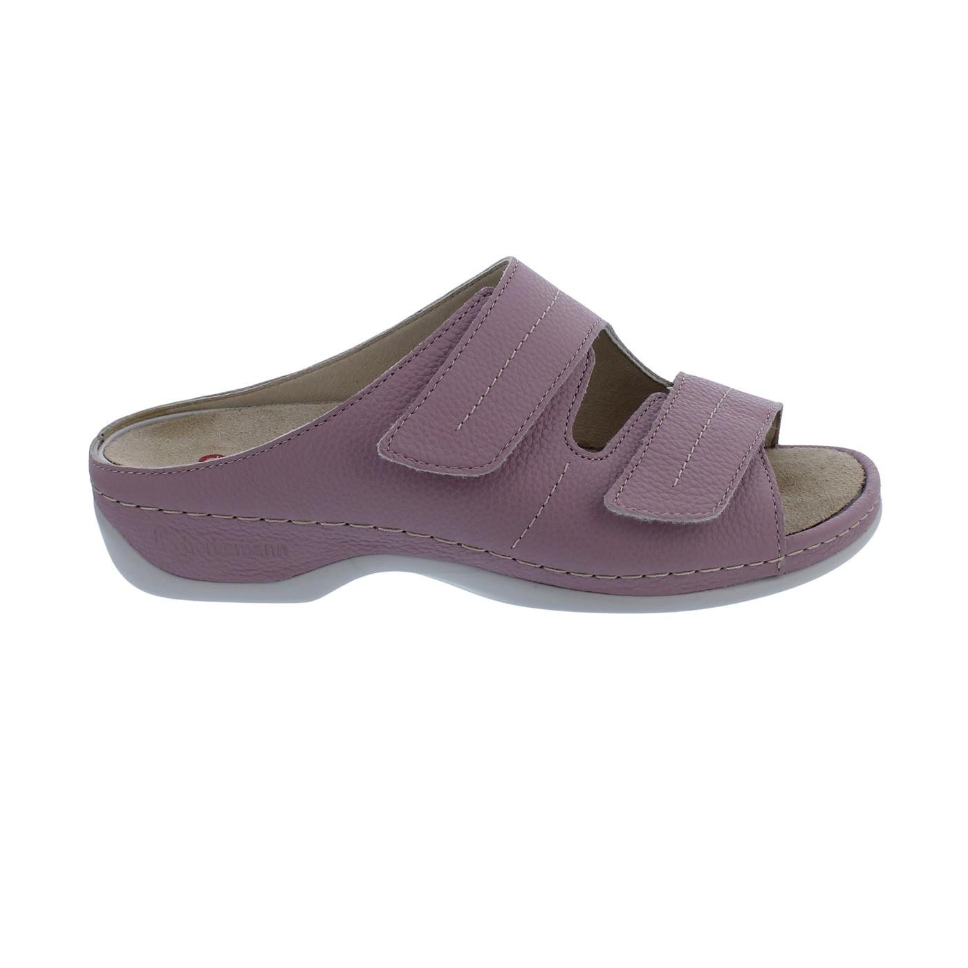Berkemann Daria, rosa, Glattleder, Wechselfußbett, Klettverschluss 100 Pantolette