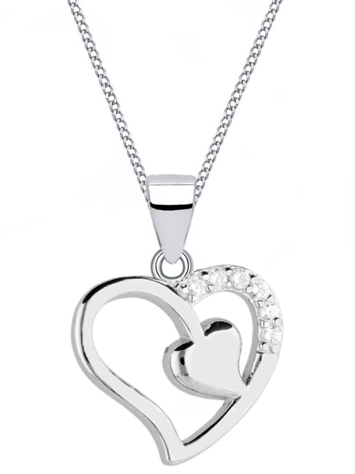 Goldene Hufeisen Silberkette Halskette Damen Silber Herz 925 Sterling Zirkonia Anhänger mit Kette, 925 Sterling Silber Silberschmuck für Mädchen, mit Zirkonia
